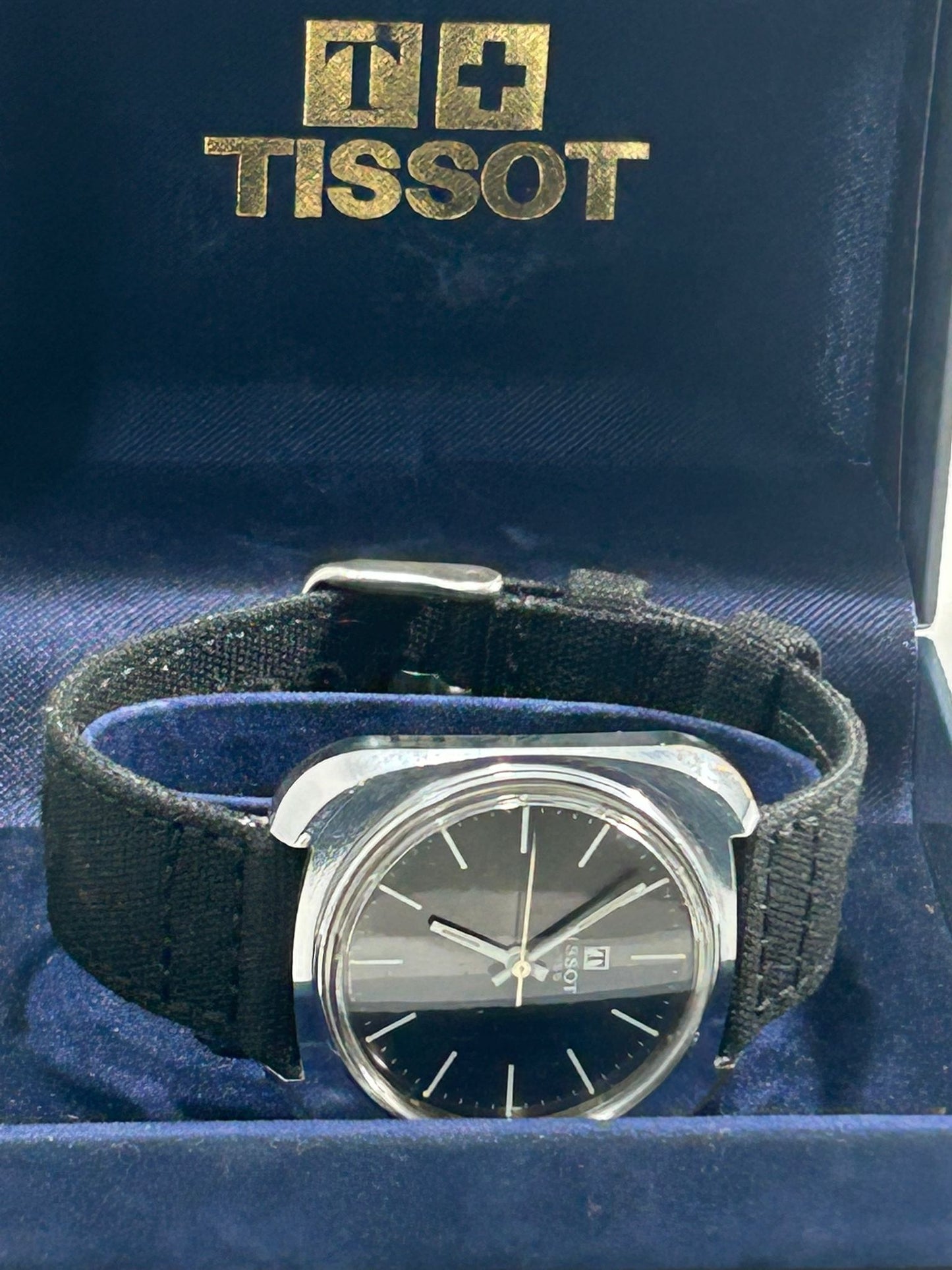1970s Tissot Astrolon Swiss Vintage Black Dial Men’s Watch with Original Box