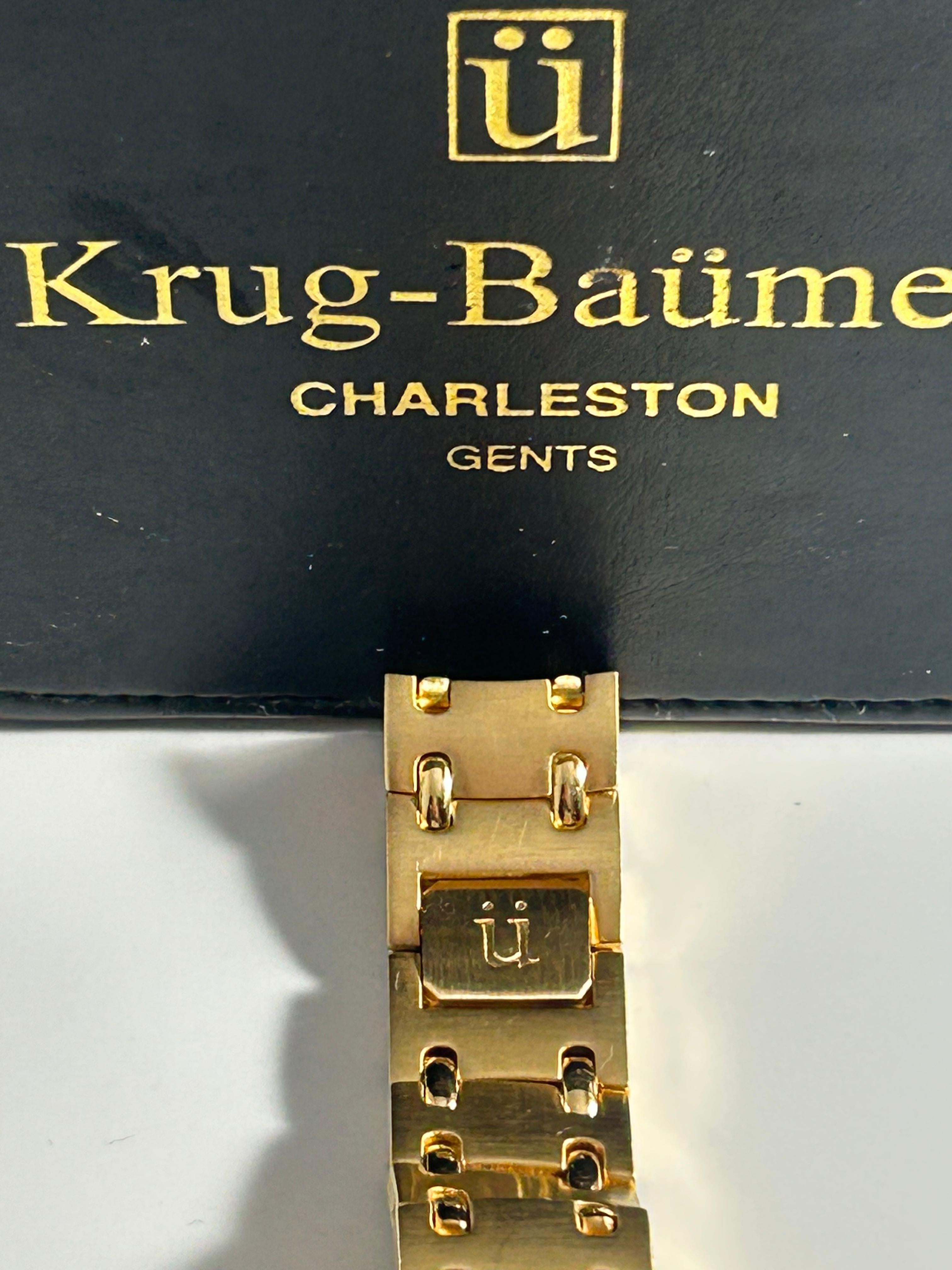 Krug-Baumen Charleston Men's Dress Watch - 32mm, Gold Tone, Roman Dial, Date, Boxed
