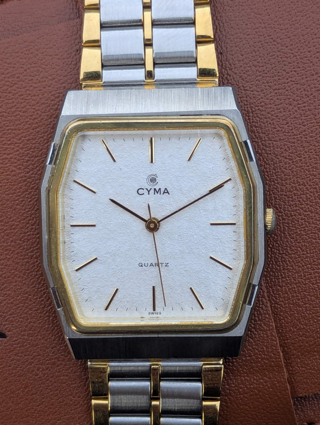 Cyma Le Locle White Textured Dial Dress Watch Quartz