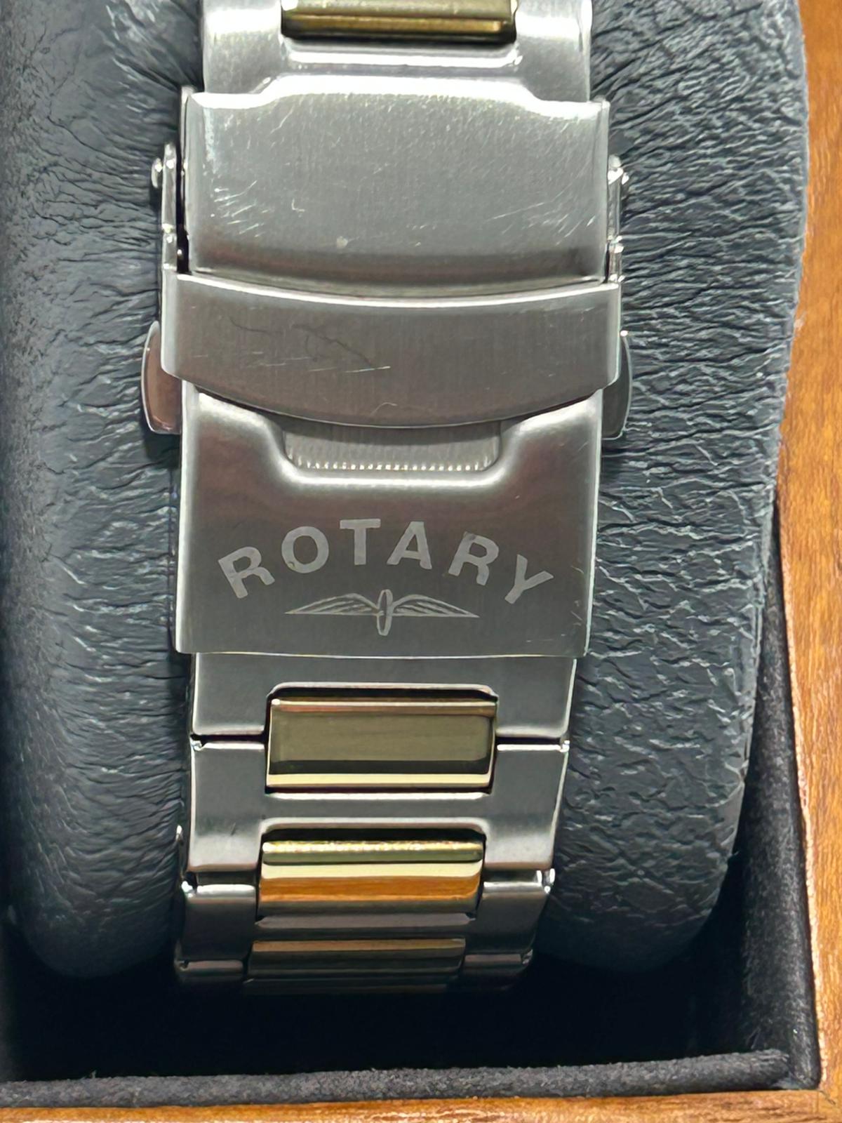 Rotary Blue Dial Two-Tone Chronograph – Screw Bezel, Reference GB00041/05