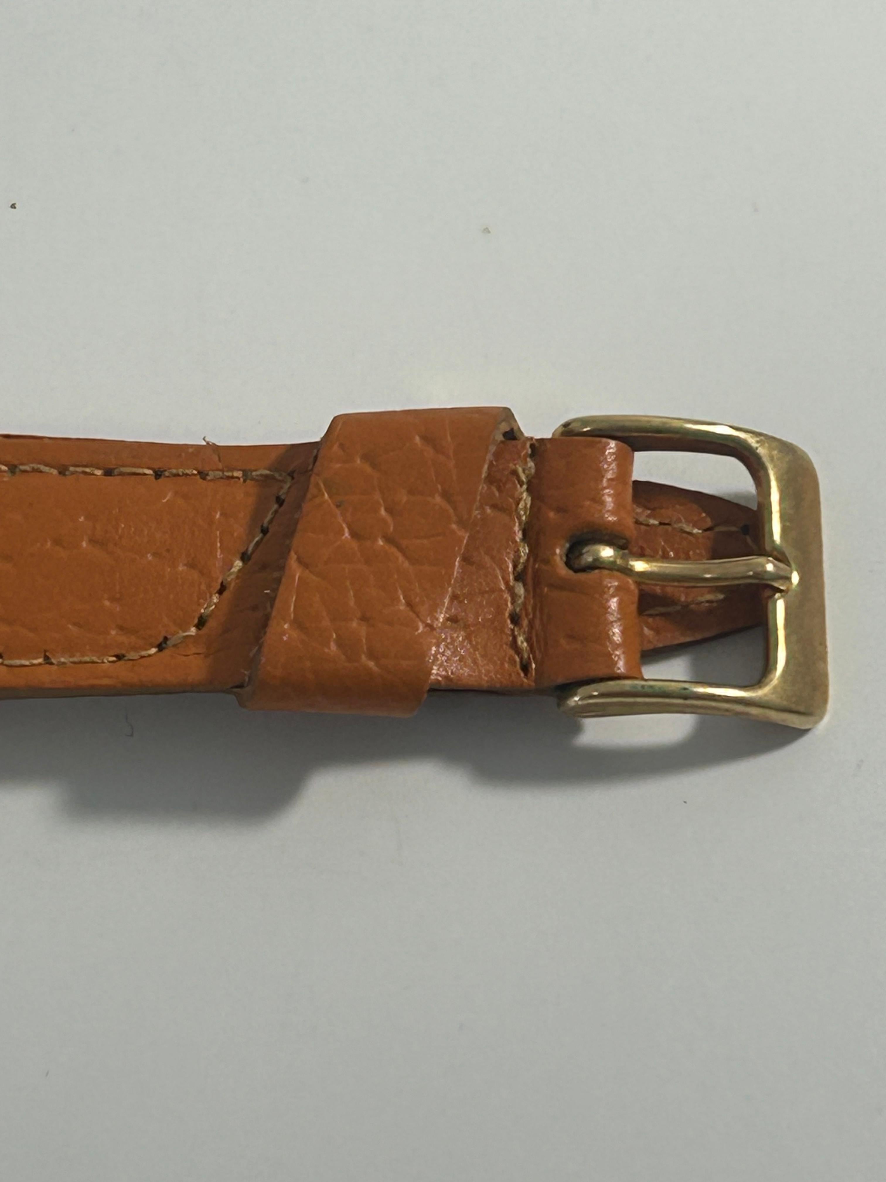 Relino 21 Jewels Incabloc Antimagnetic Vintage Swiss Dress Watch — Stainless Steel, Cream Dial, Tan Leather Strap, 1960s