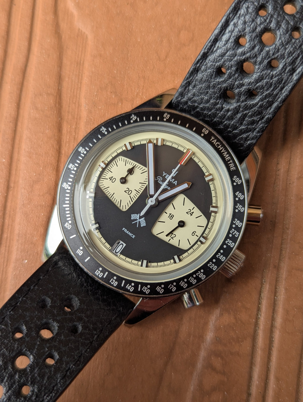 Yema Rallygraf Reverse-Panda Chronograph Racing Watch