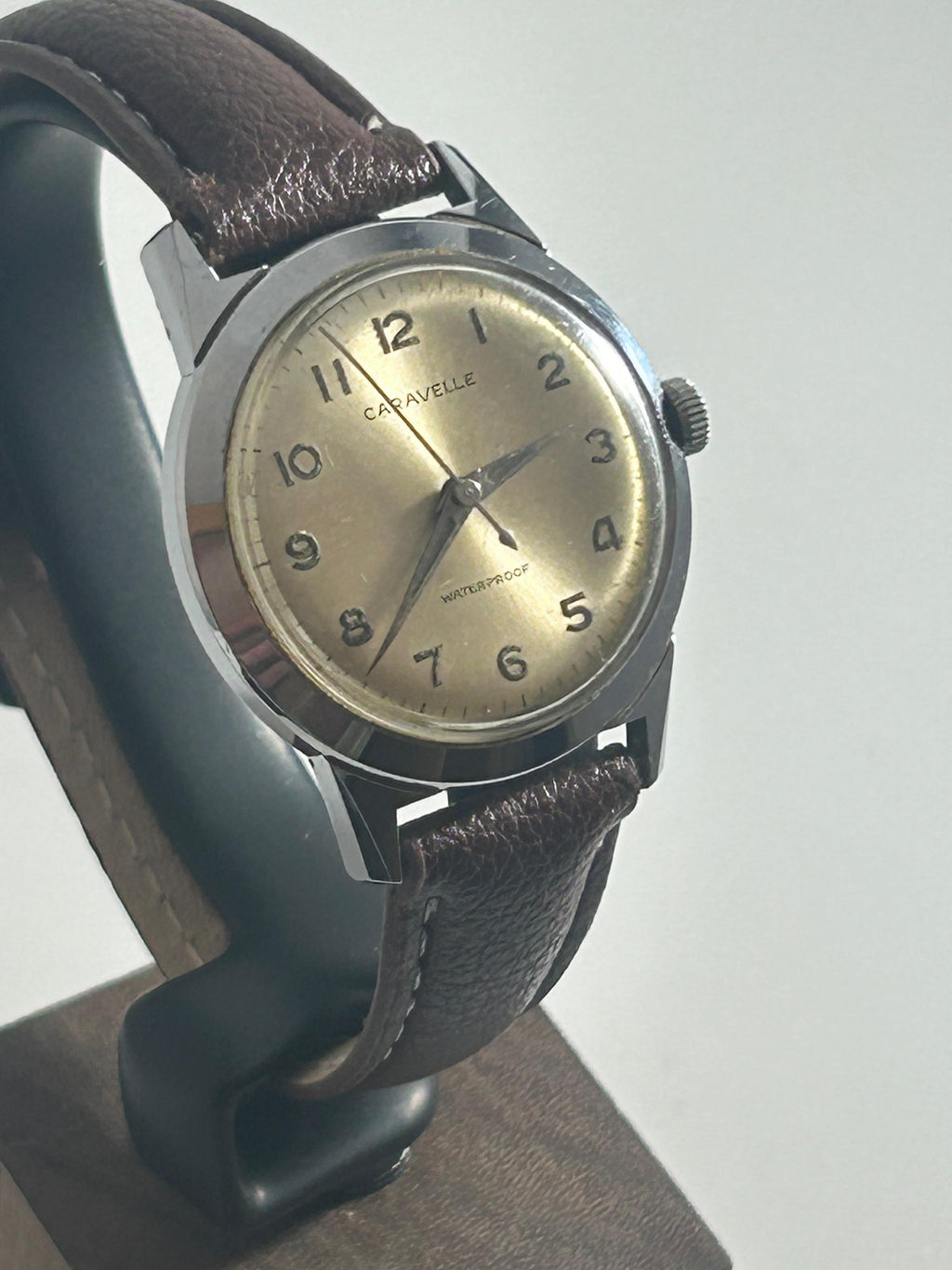 1960s Caravelle by Bulova Manual Wind Watch - 35mm, Swiss, Vintage, Cream Patina Dial