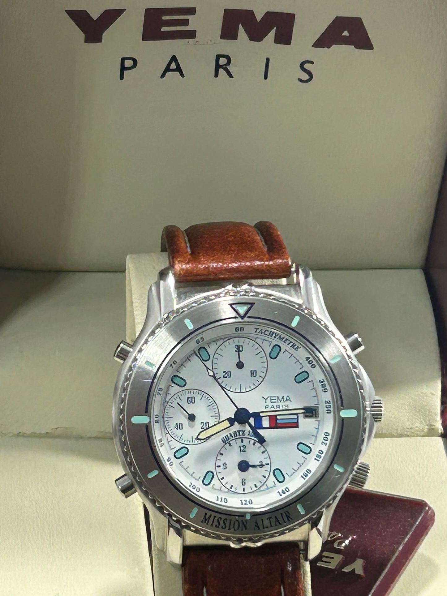 1993 Yema Mission Altair Spationaute Vintage Quartz Chronograph – White Dial, French Space-Era Design