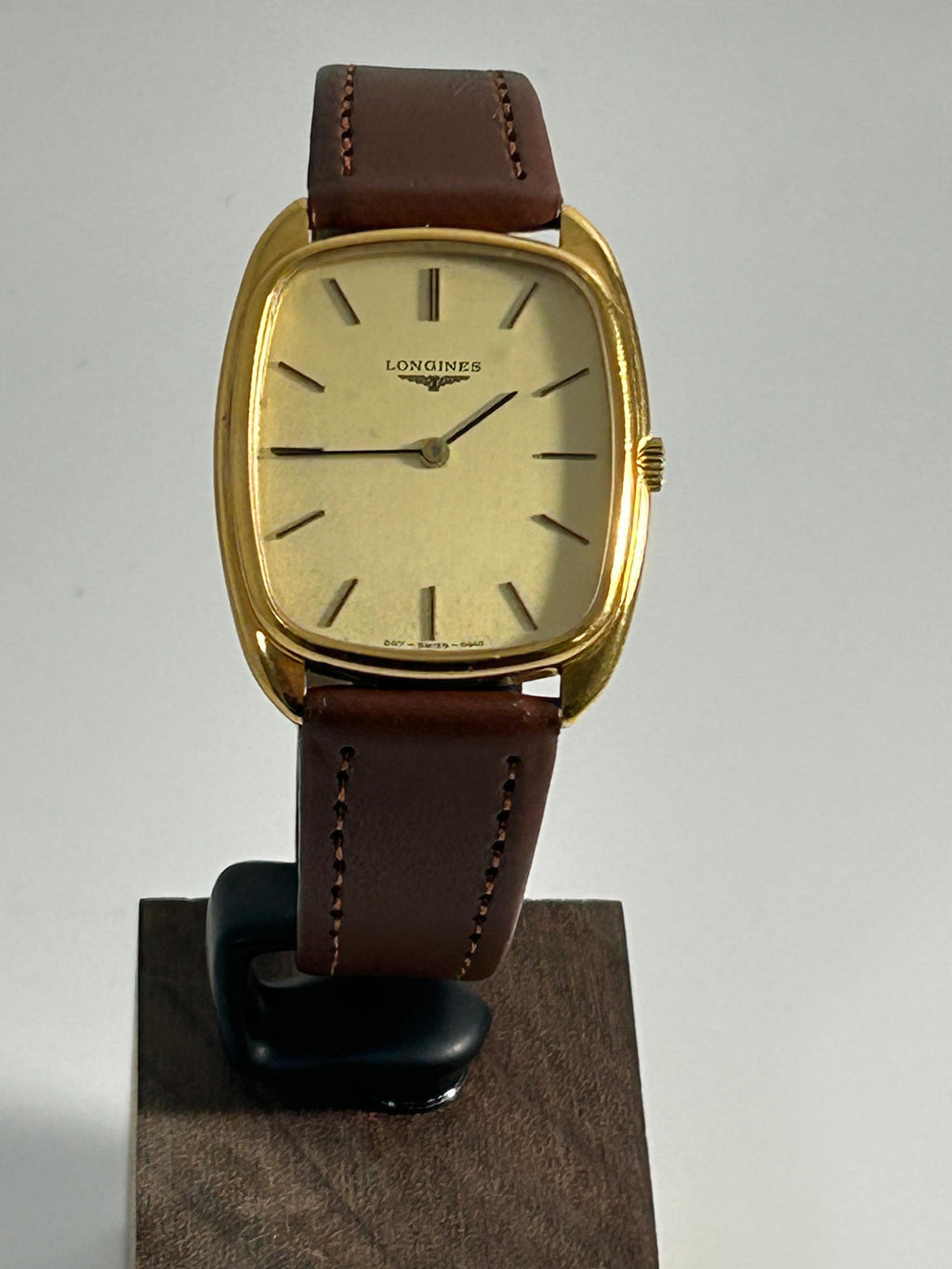 1980s Longines Manual Wind Dress Watch - Gold, Rectangular, Champagne Dial, Vintage