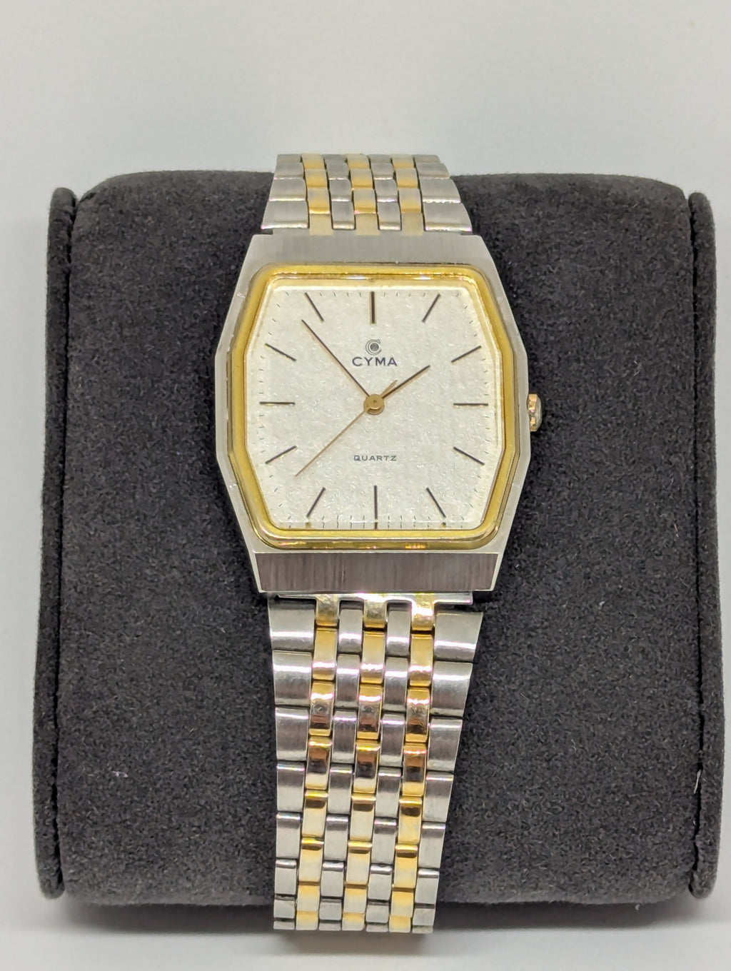 Cyma Le Locle White Textured Dial Dress Watch Quartz