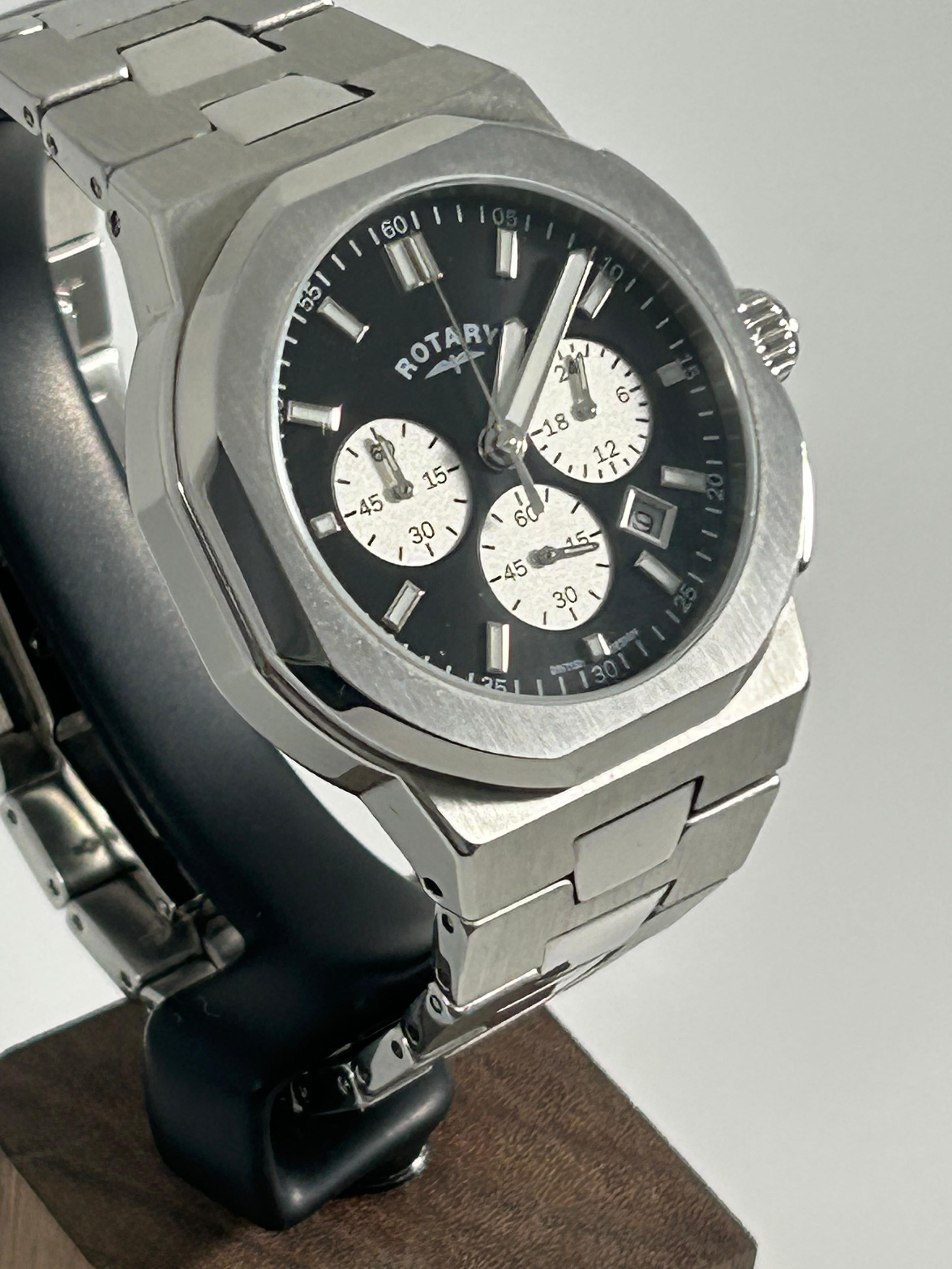 Rotary Regent Chronograph GB05450/65 Watch - Black Dial, 40mm, Stainless Steel, Date