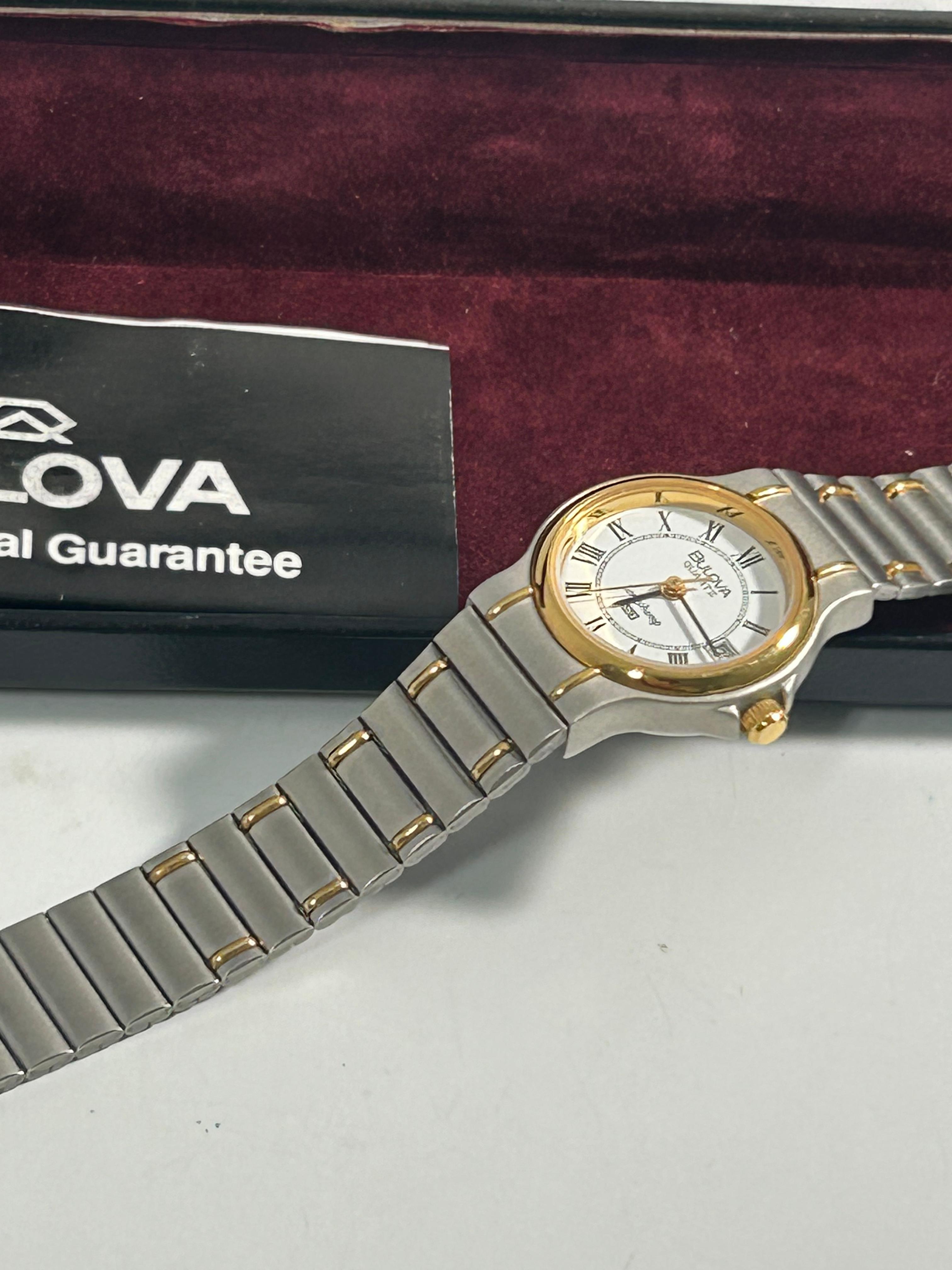 Ladies Bulova Longchamp - 24mm, Two Tone, Roman Dial, Box & Papers