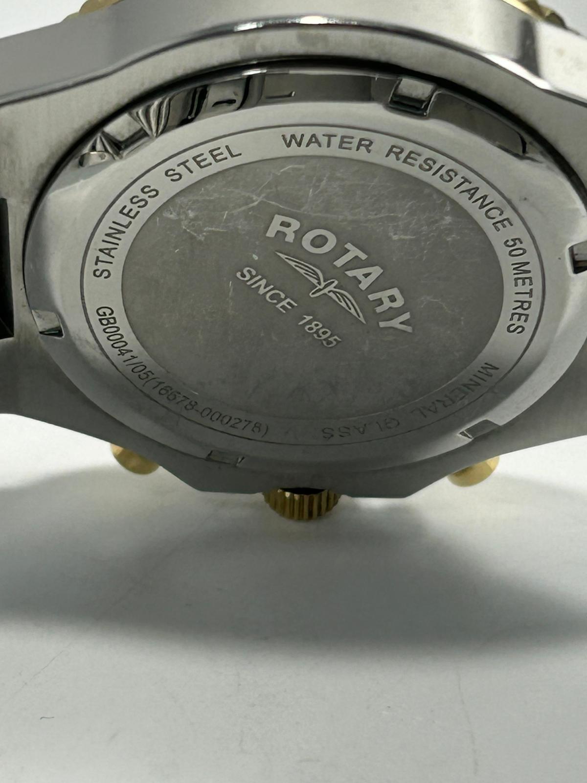 Rotary Blue Dial Two-Tone Chronograph – Screw Bezel, Reference GB00041/05