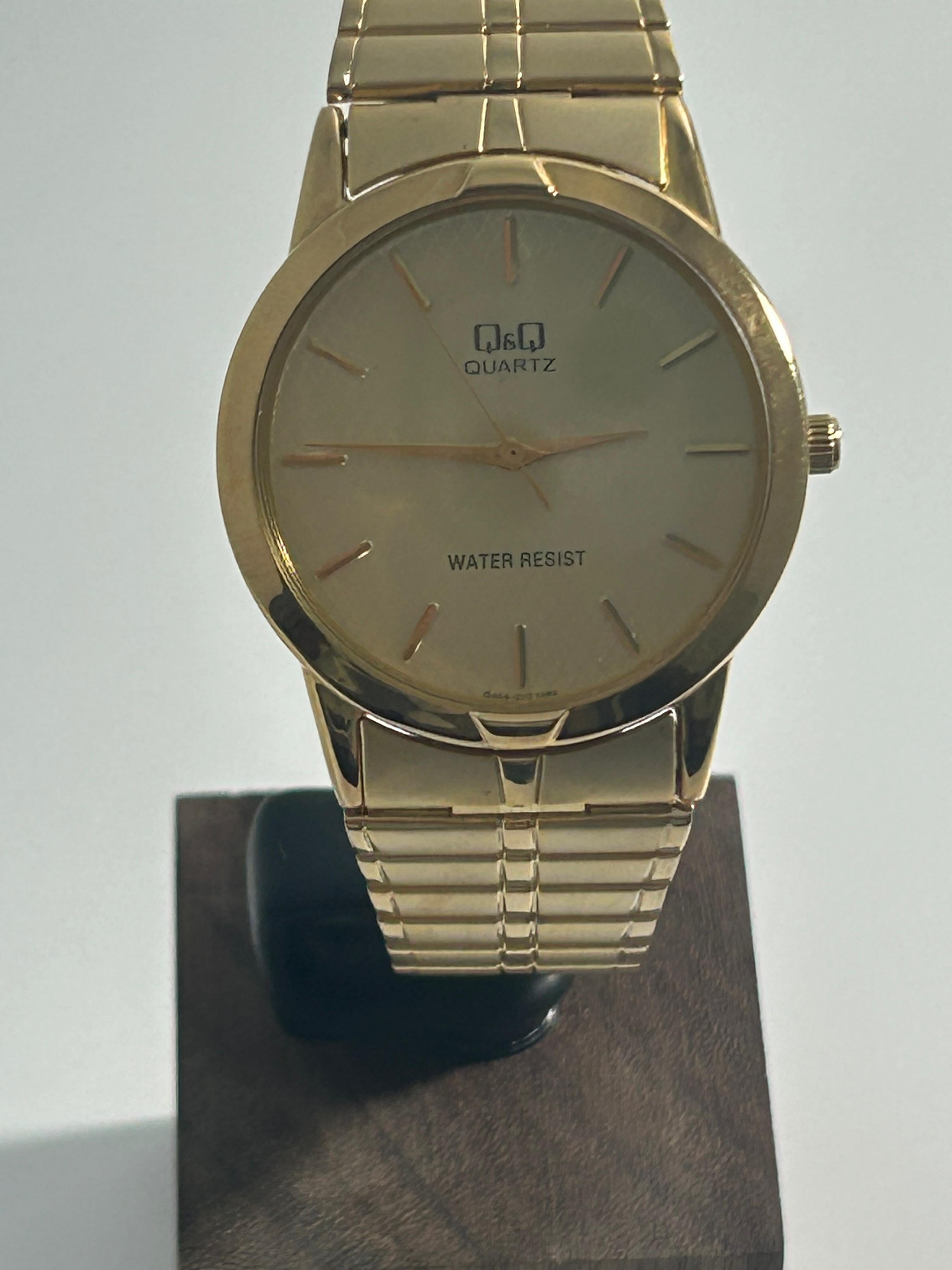 Q&Q by Citizen Dress Watch - Honeycomb Dial, Gold Tone, 34mm