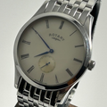 Rotary GB02411 Small Seconds Men's Watch — Stainless Steel, Cream Dial, Roman Numerals, Blued Hands