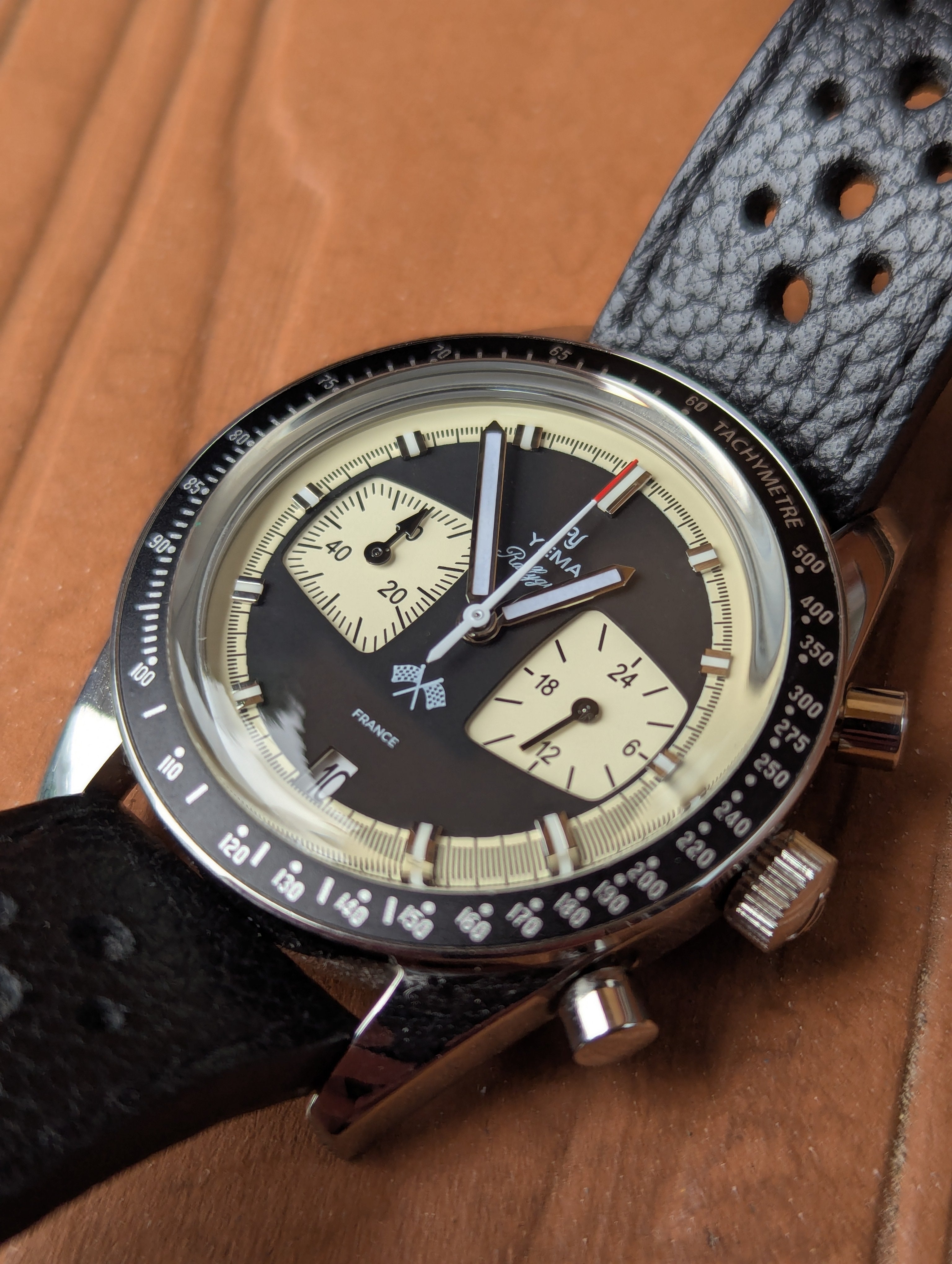 Yema Rallygraf Reverse-Panda Chronograph Racing Watch