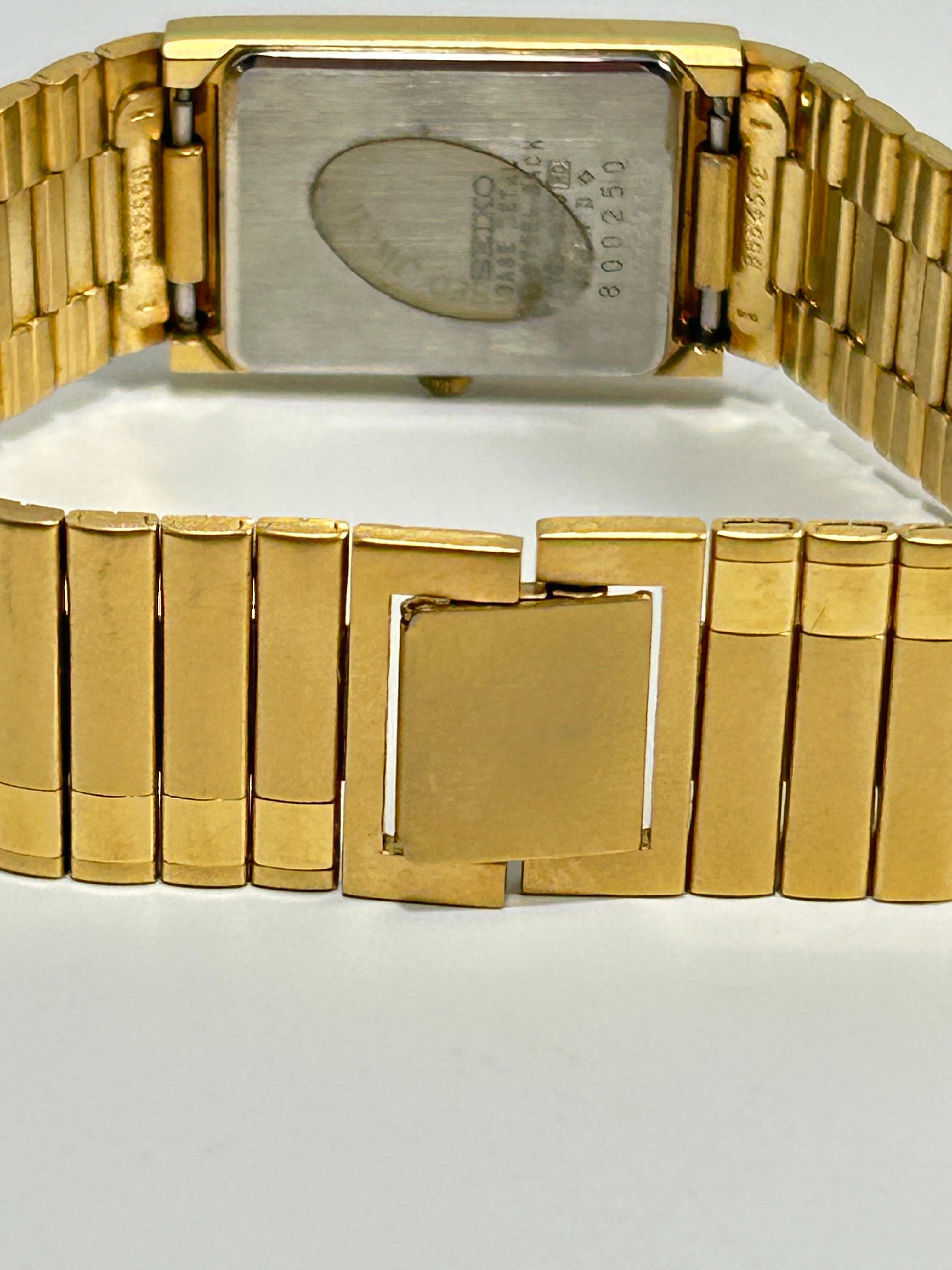 Vintage Seiko Quartz Gold-Tone Tank Watch