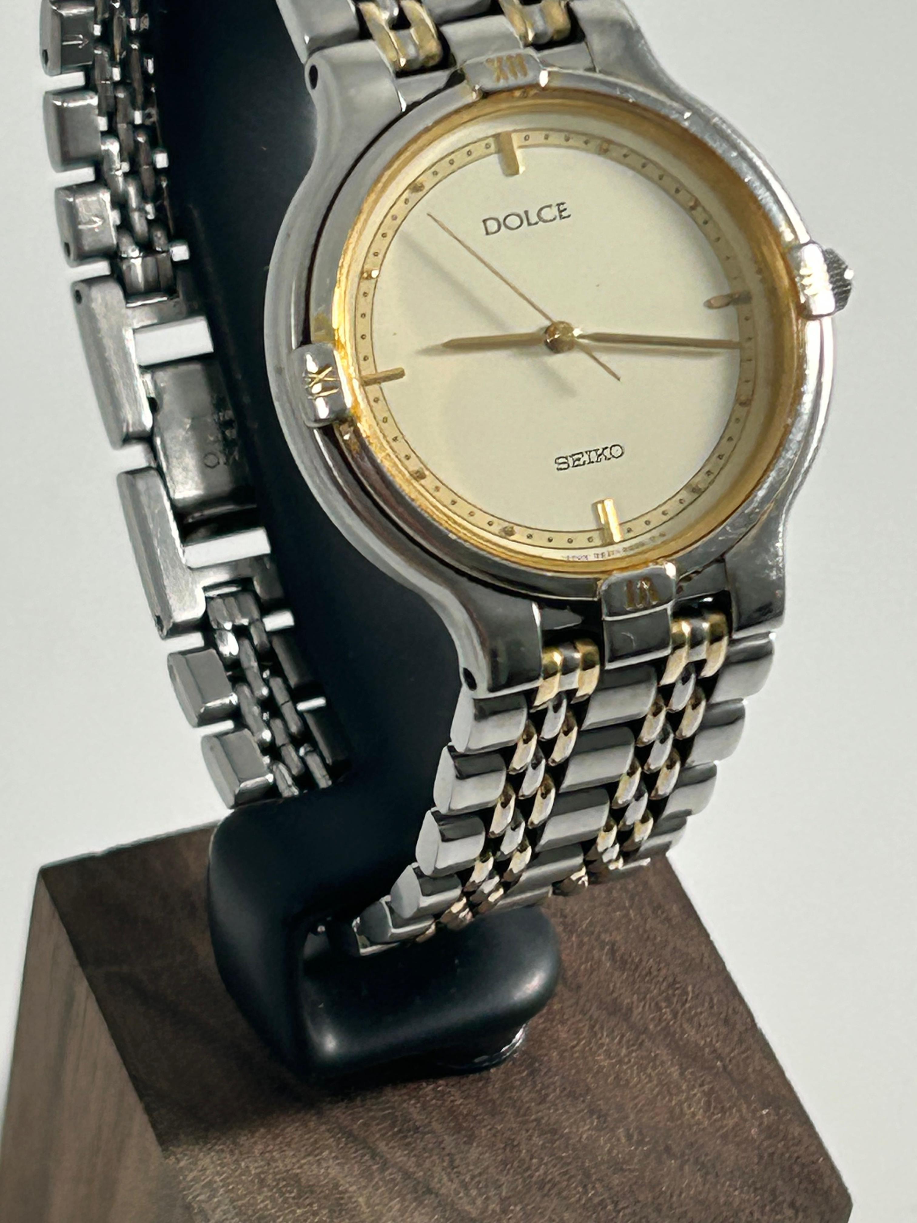 1990's Seiko Dolce 5E31 Dress Watch - Two-Tone, 32mm, Champagne Dial, Onyx Crown