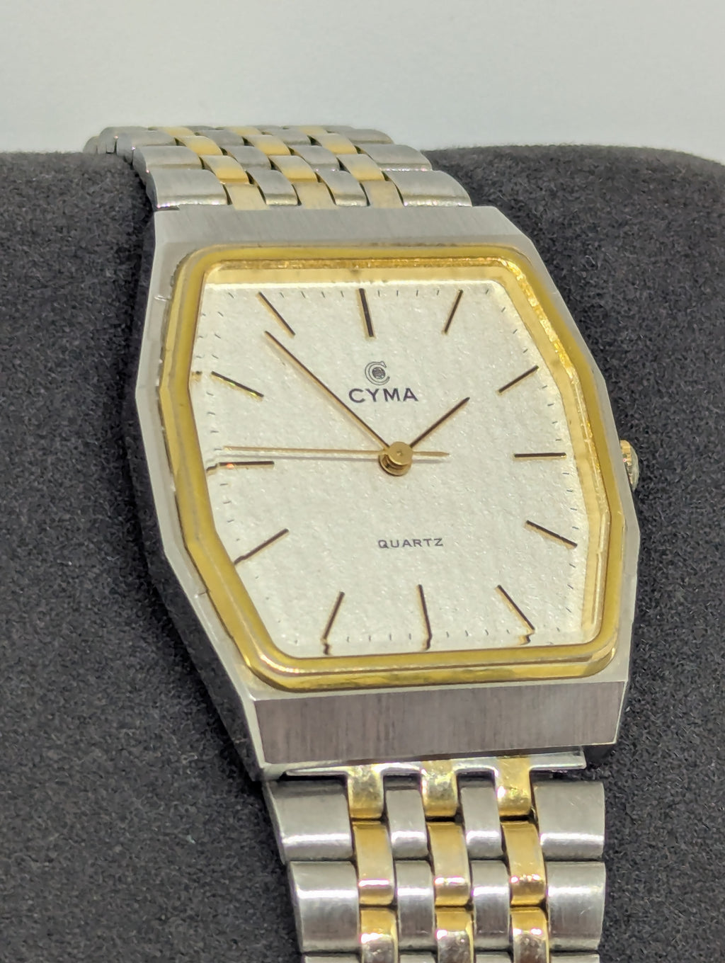 Cyma Le Locle White Textured Dial Dress Watch Quartz