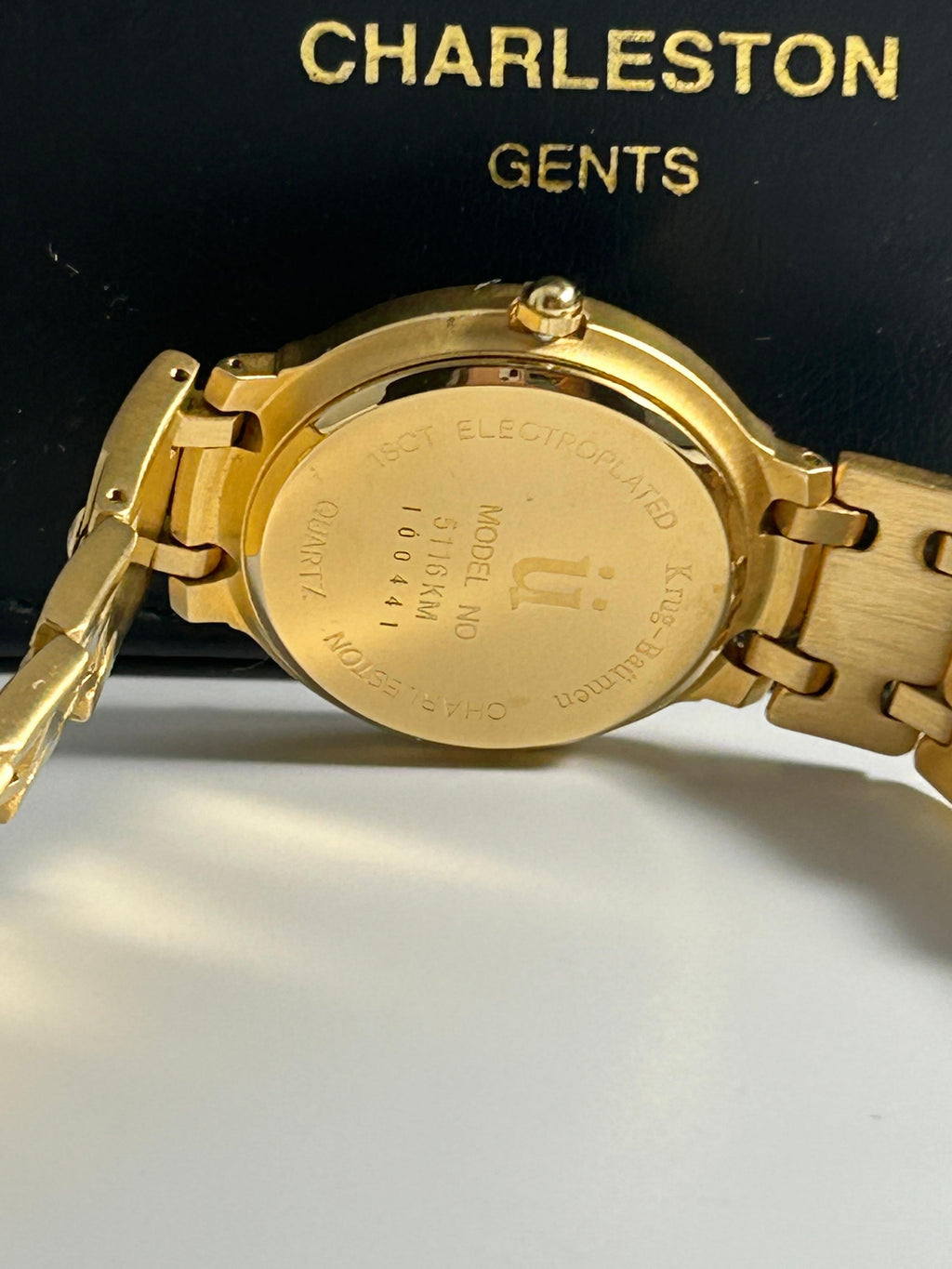 Krug-Baumen Charleston Men's Dress Watch - 32mm, Gold Tone, Roman Dial, Date, Boxed