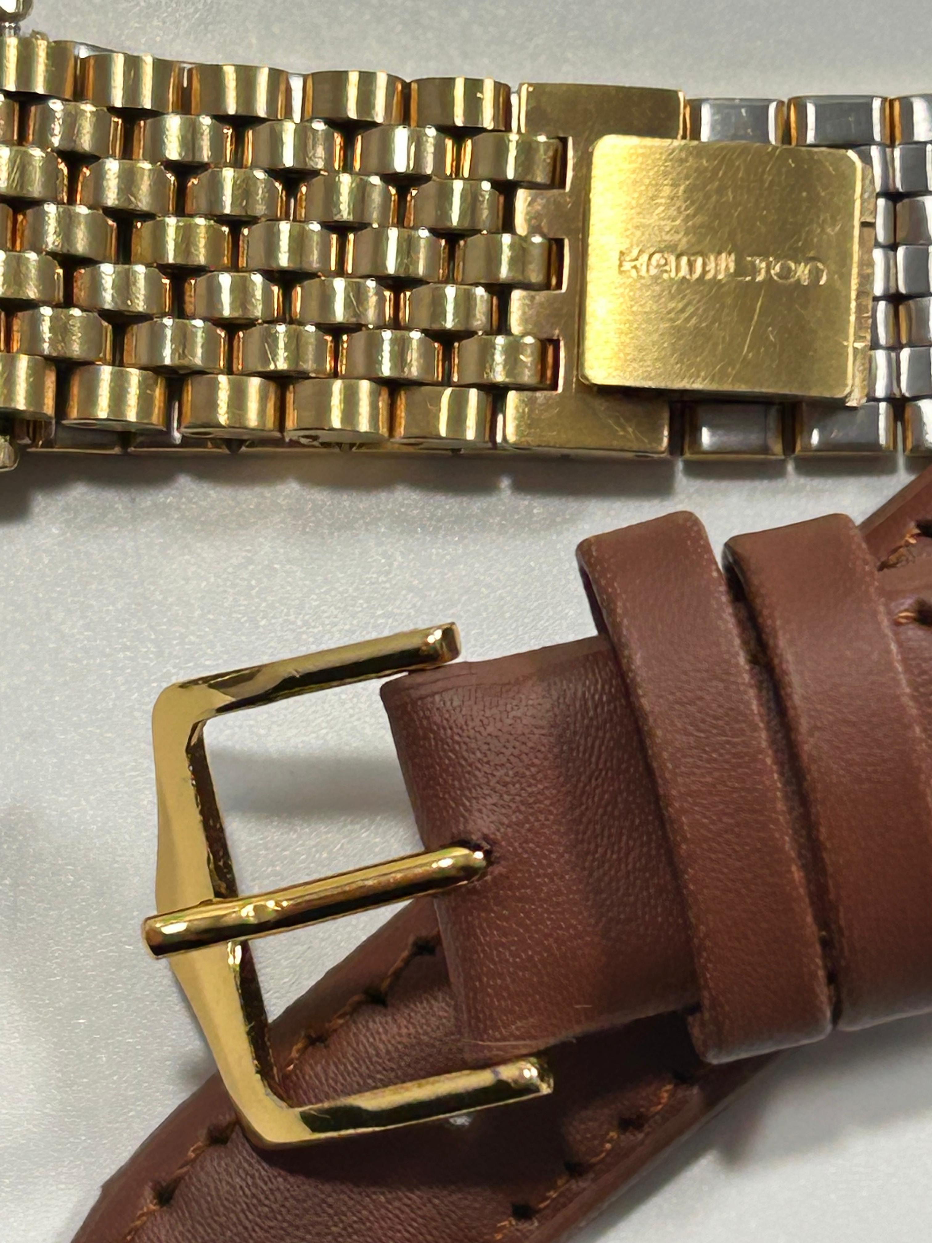 1970s Hamilton Small Seconds Dress Watch - Gold Tone, Vintage, 34mm, Art Deco Re-Issue, Quartz