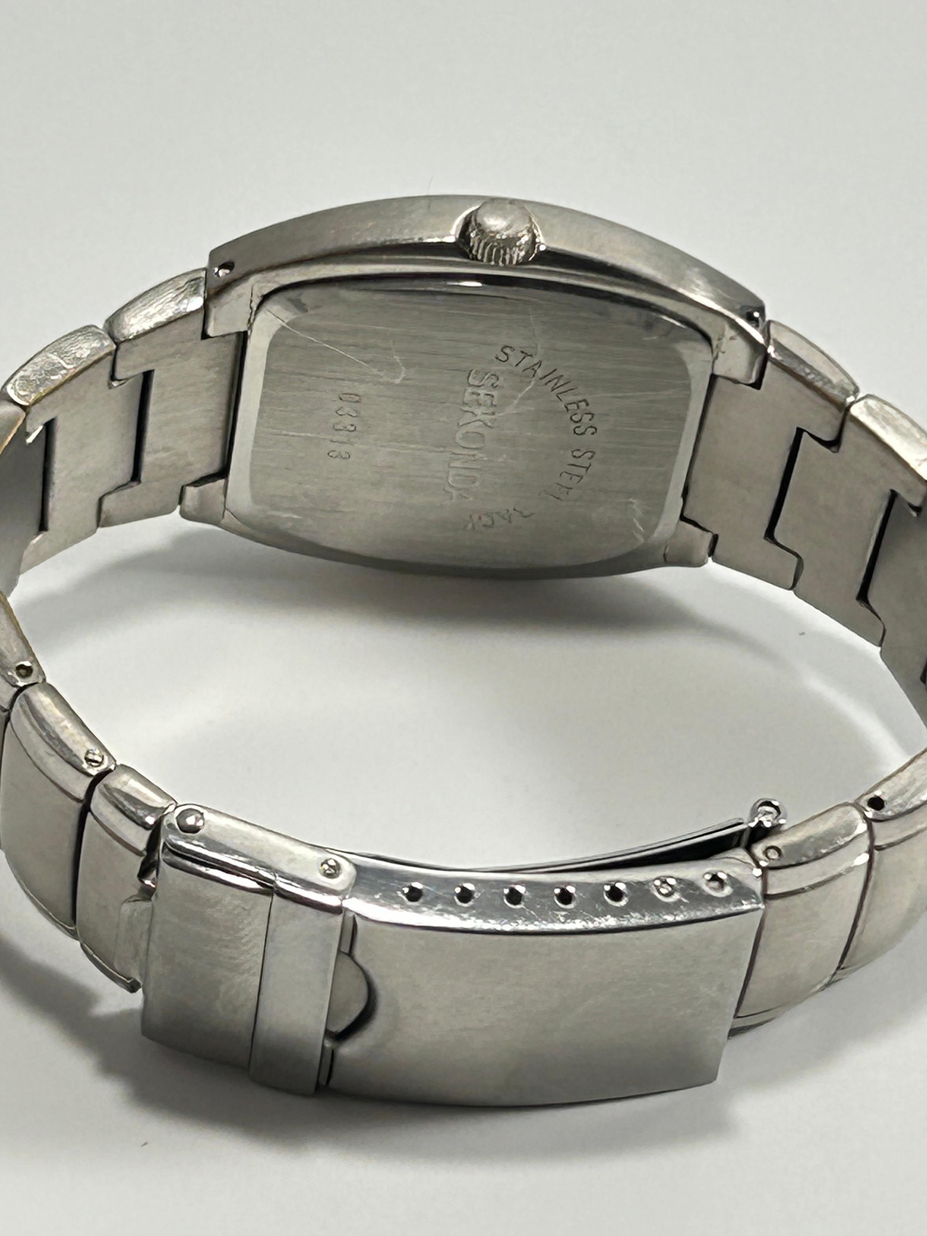 Sekonda Quartz Tonneau Men's Watch — Stainless Steel, Black Dial, Rose Gold-Tone Indices, Date, Steel Bracelet