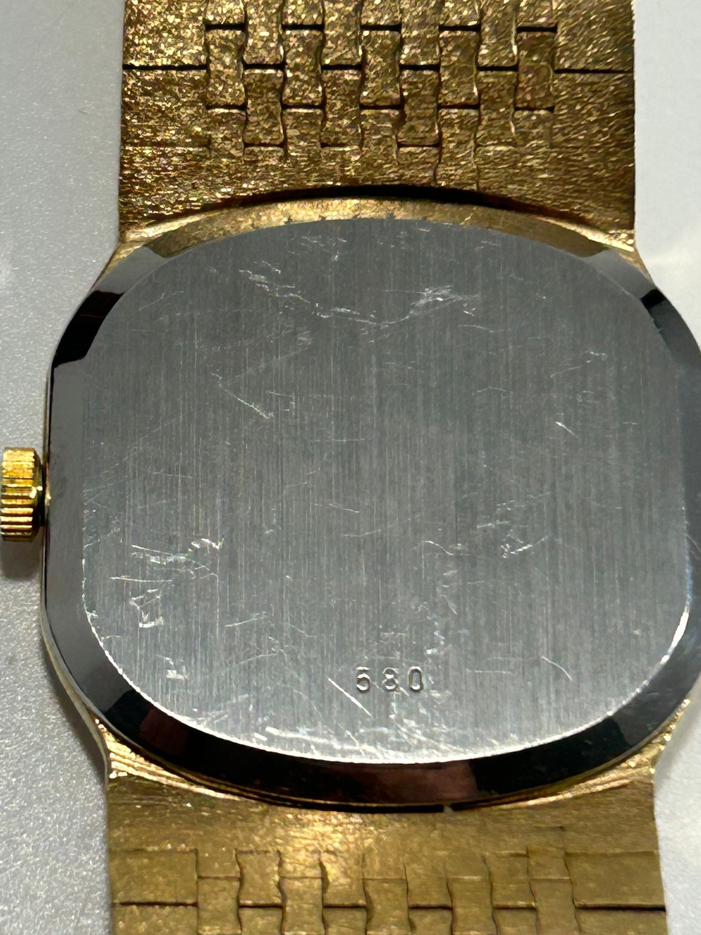 Rotary Tiger Eye Vintage Rectangular Dress Watch – Gold Plated Case, Manual Wind, Date, Box & Papers