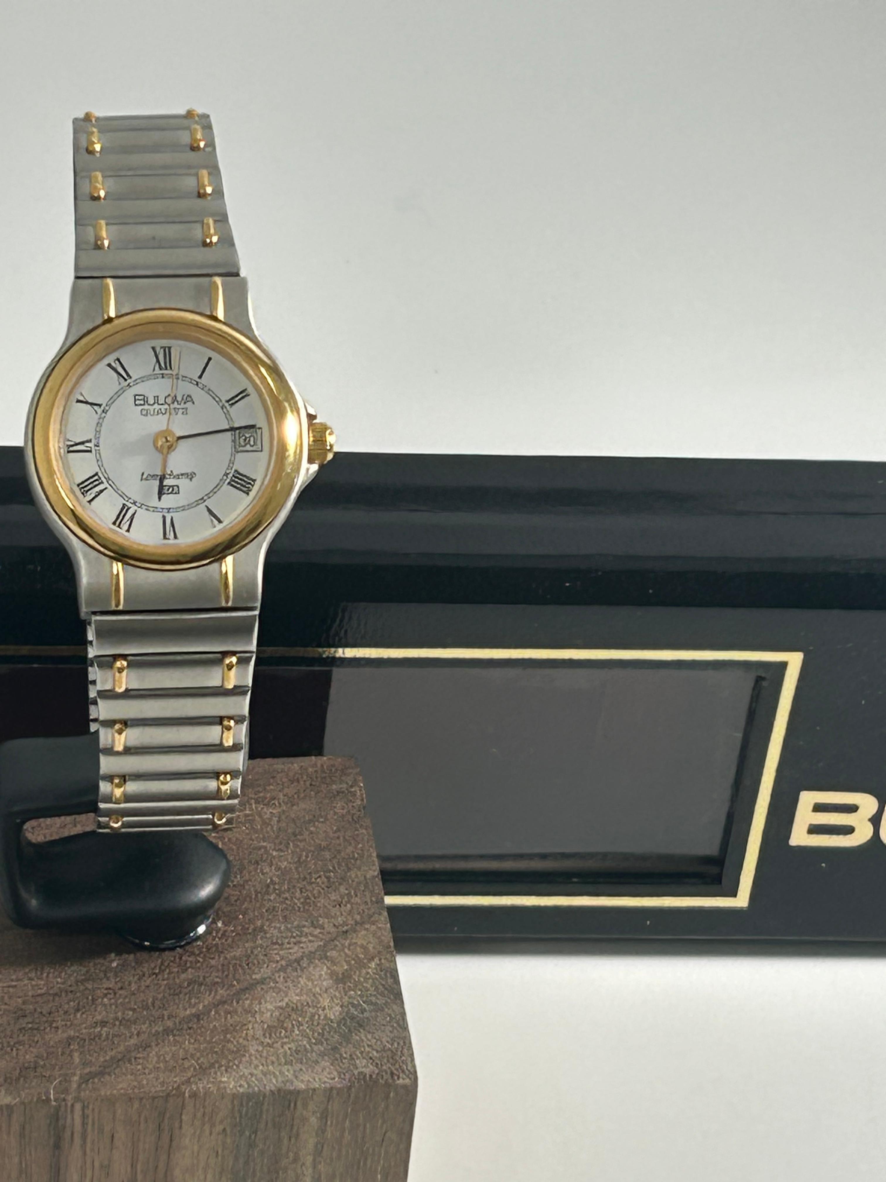 Ladies Bulova Longchamp - 24mm, Two Tone, Roman Dial, Box & Papers