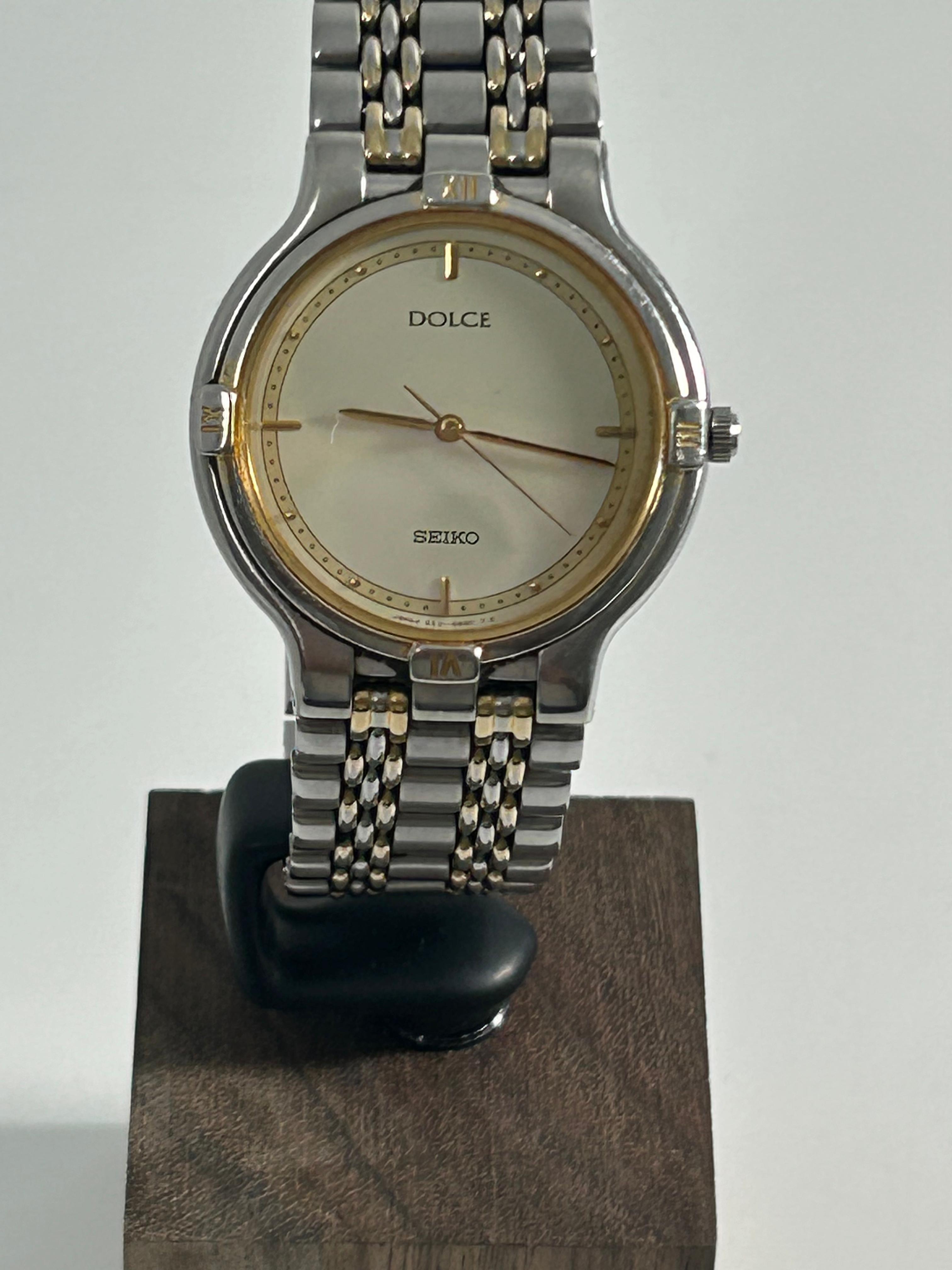1990's Seiko Dolce 5E31 Dress Watch - Two-Tone, 32mm, Champagne Dial, Onyx Crown