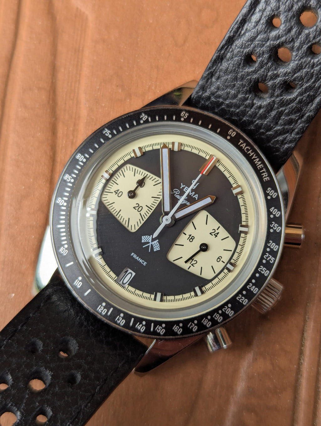 Yema Rallygraf Reverse-Panda Chronograph Racing Watch