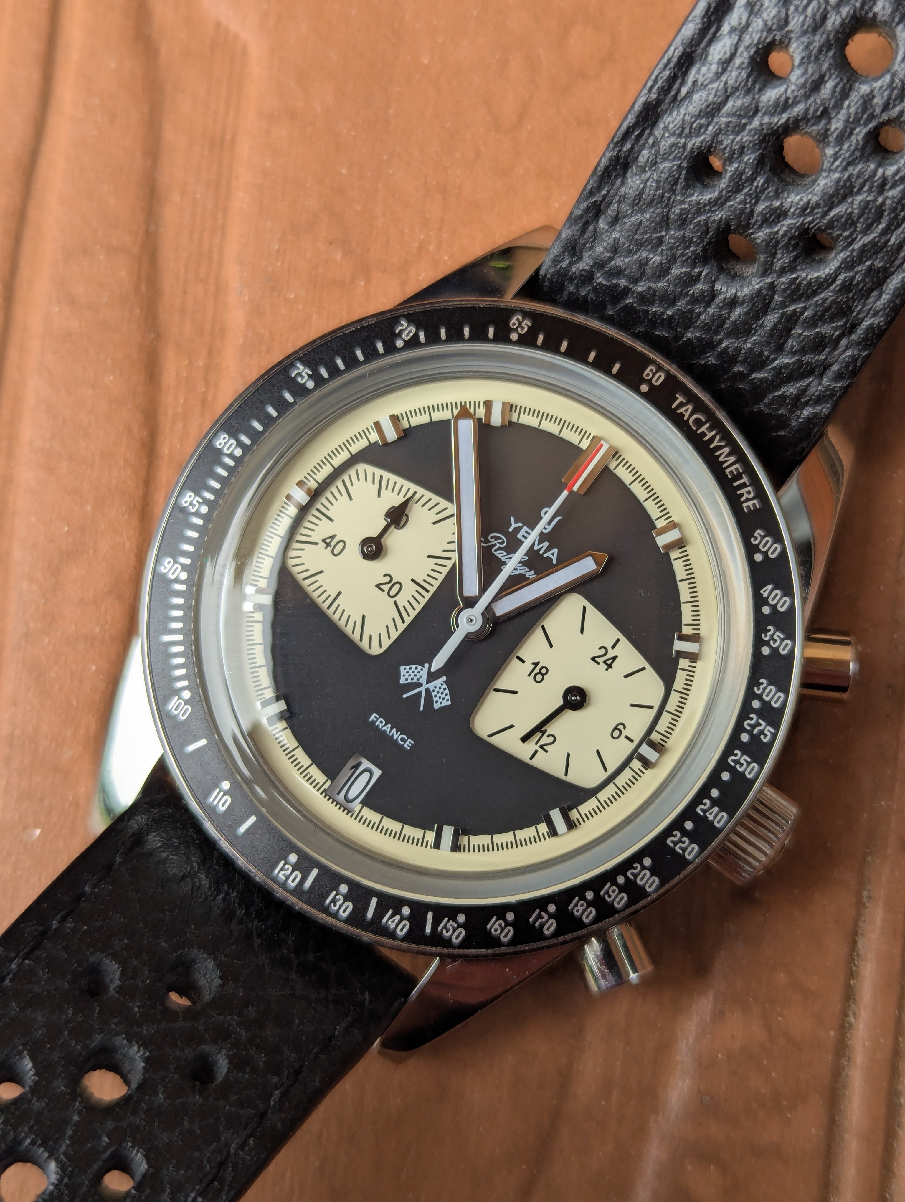 Yema Rallygraf Reverse-Panda Chronograph Racing Watch