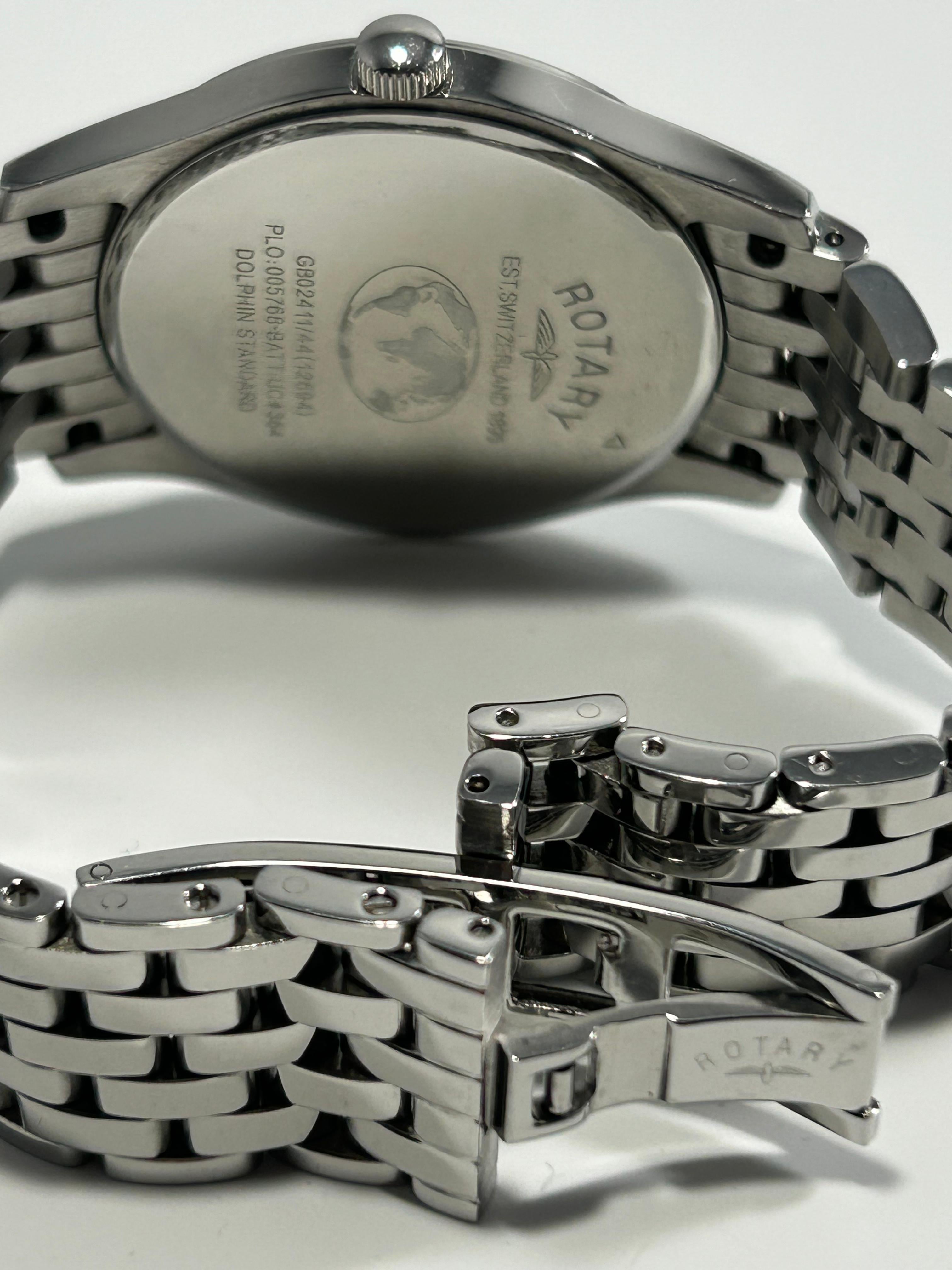 Rotary GB02411 Small Seconds Men's Watch — Stainless Steel, Cream Dial, Roman Numerals, Blued Hands