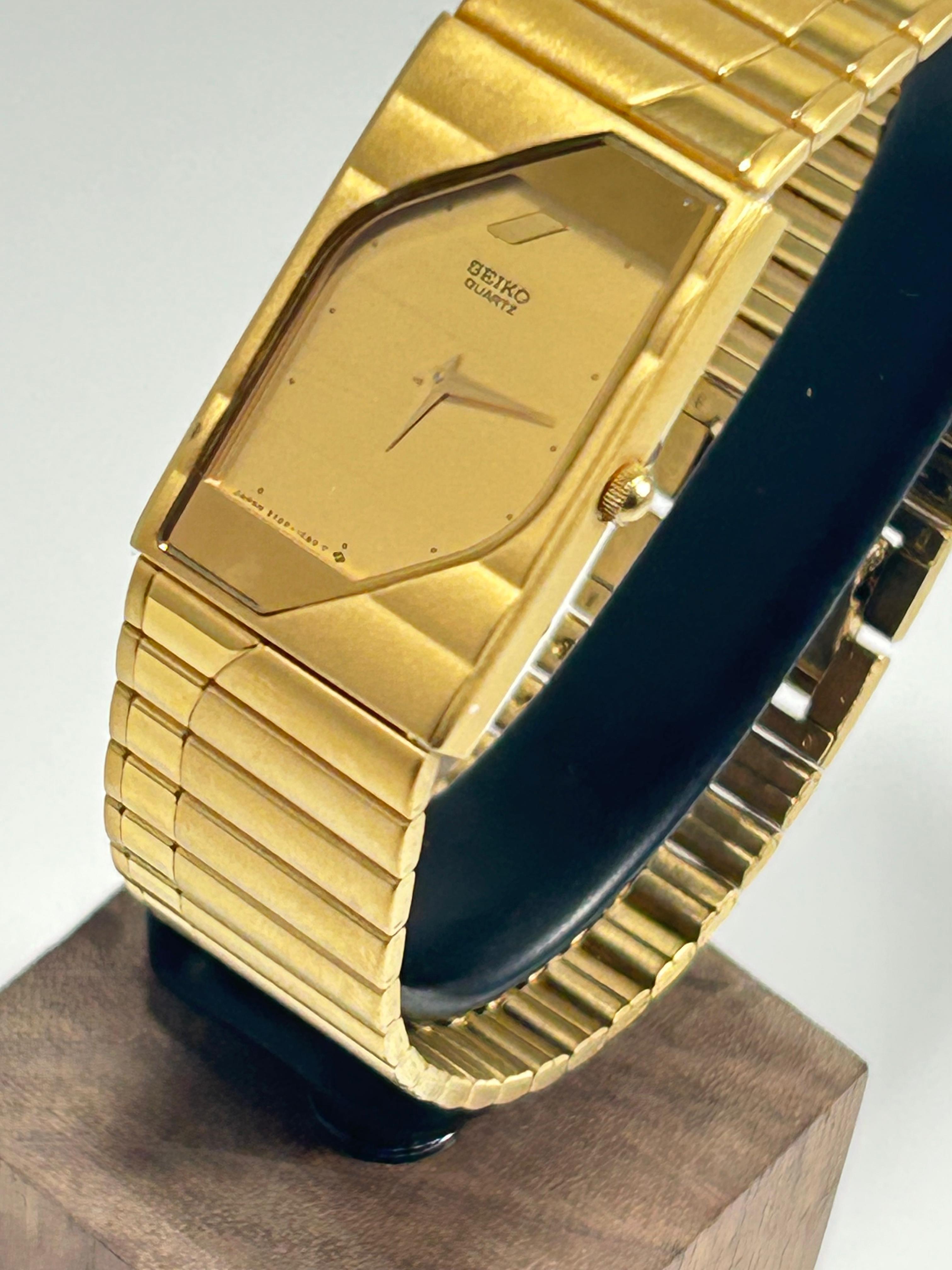 Vintage Seiko Quartz Gold-Tone Tank Watch