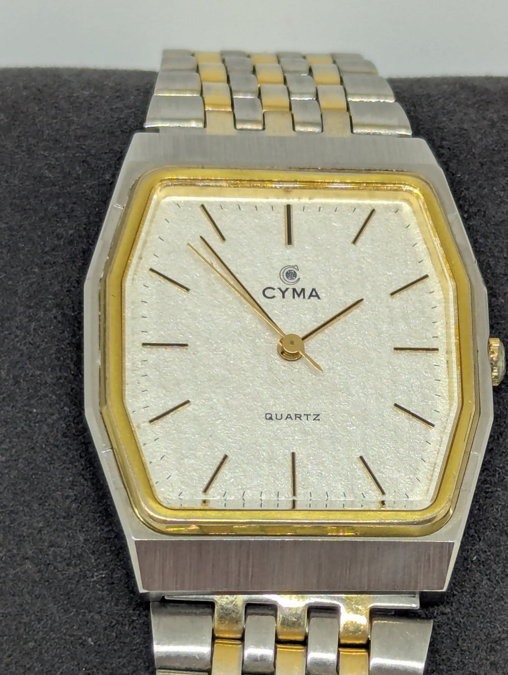 Cyma Le Locle White Textured Dial Dress Watch Quartz
