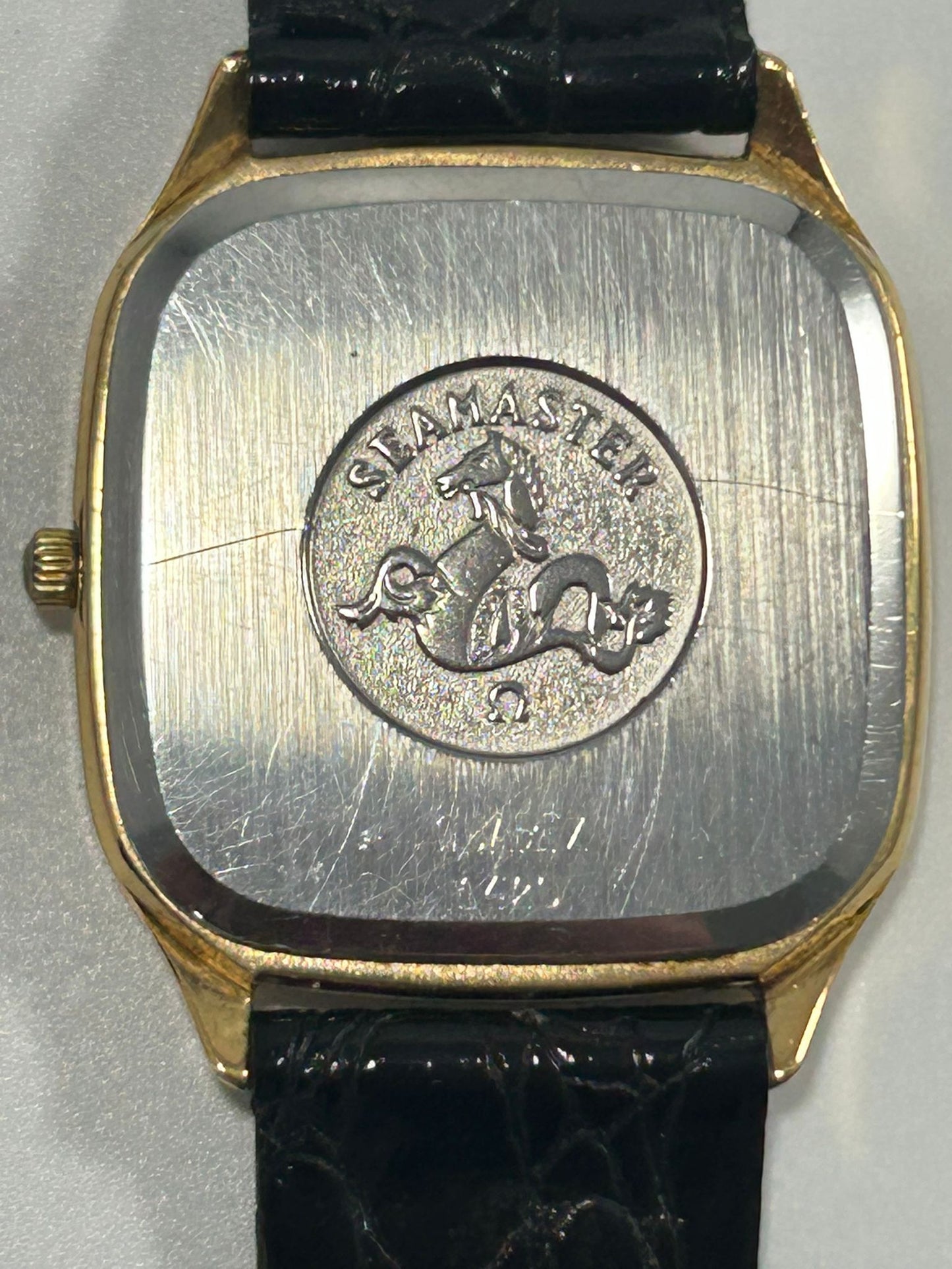 1980's Omega Seamaster 396.0934 Tank Style Rectangylar Gold Watch - Quartz, Date, Cal. 1420