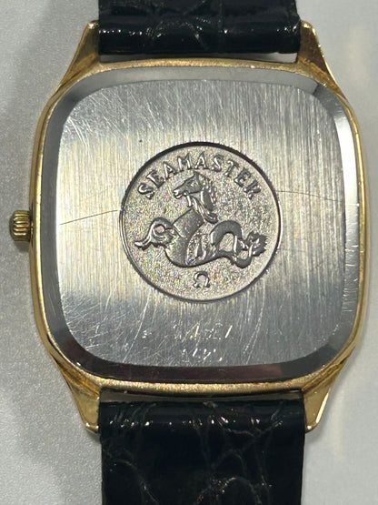 1980's Omega Seamaster 396.0934 Tank Style Rectangylar Gold Watch - Quartz, Date, Cal. 1420