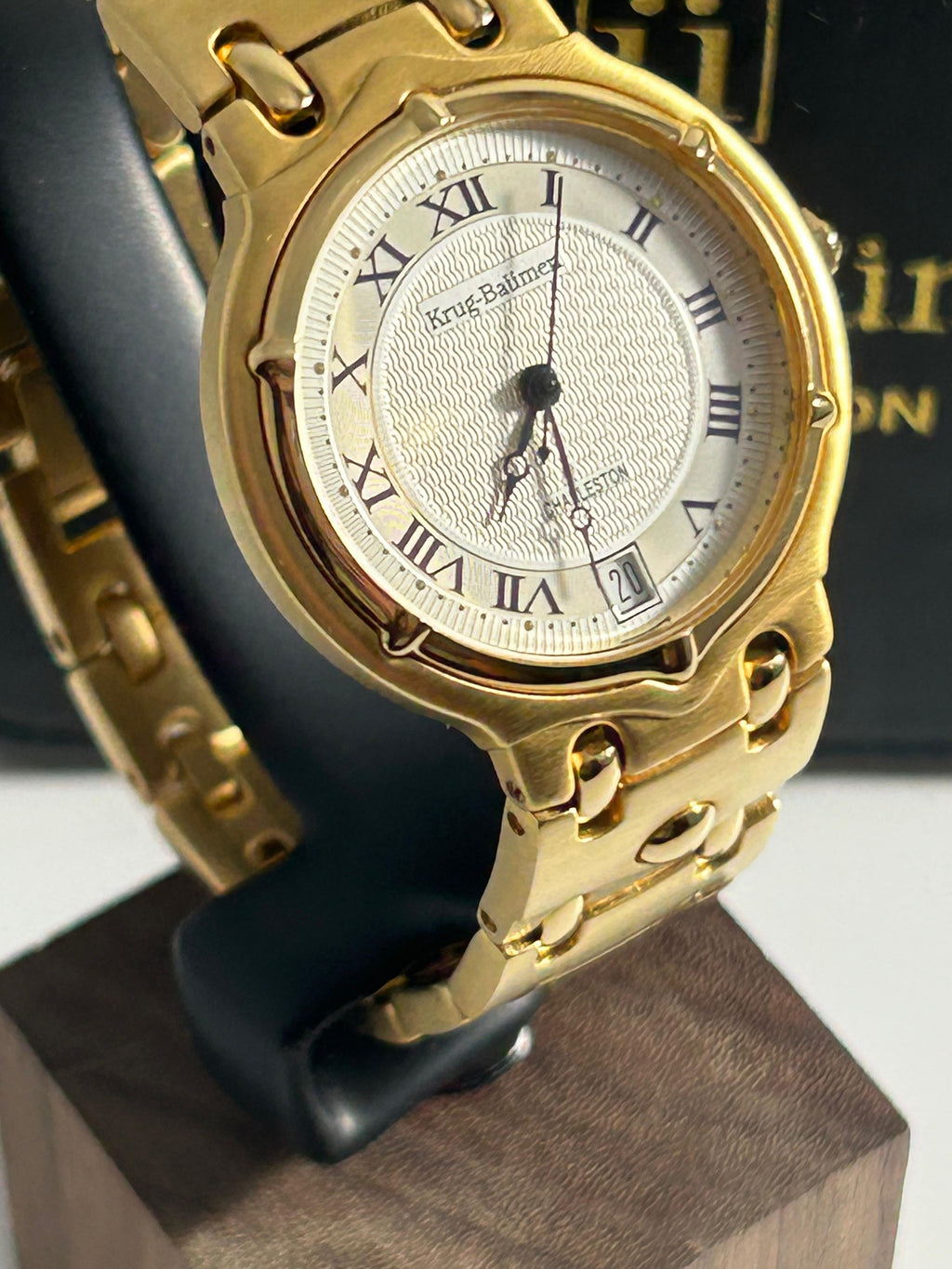 Krug-Baumen Charleston Men's Dress Watch - 32mm, Gold Tone, Roman Dial, Date, Boxed