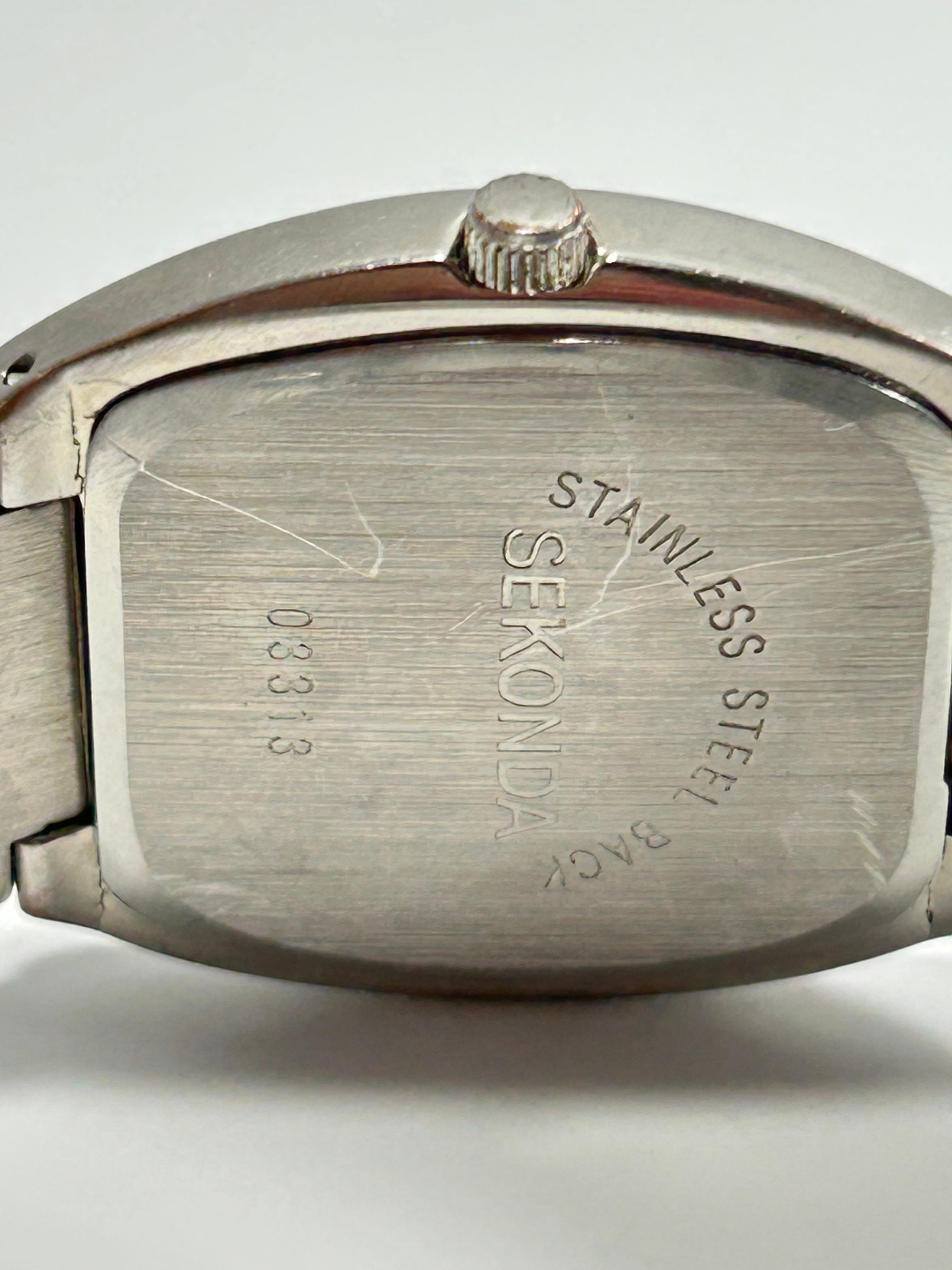 Sekonda Quartz Tonneau Men's Watch — Stainless Steel, Black Dial, Rose Gold-Tone Indices, Date, Steel Bracelet