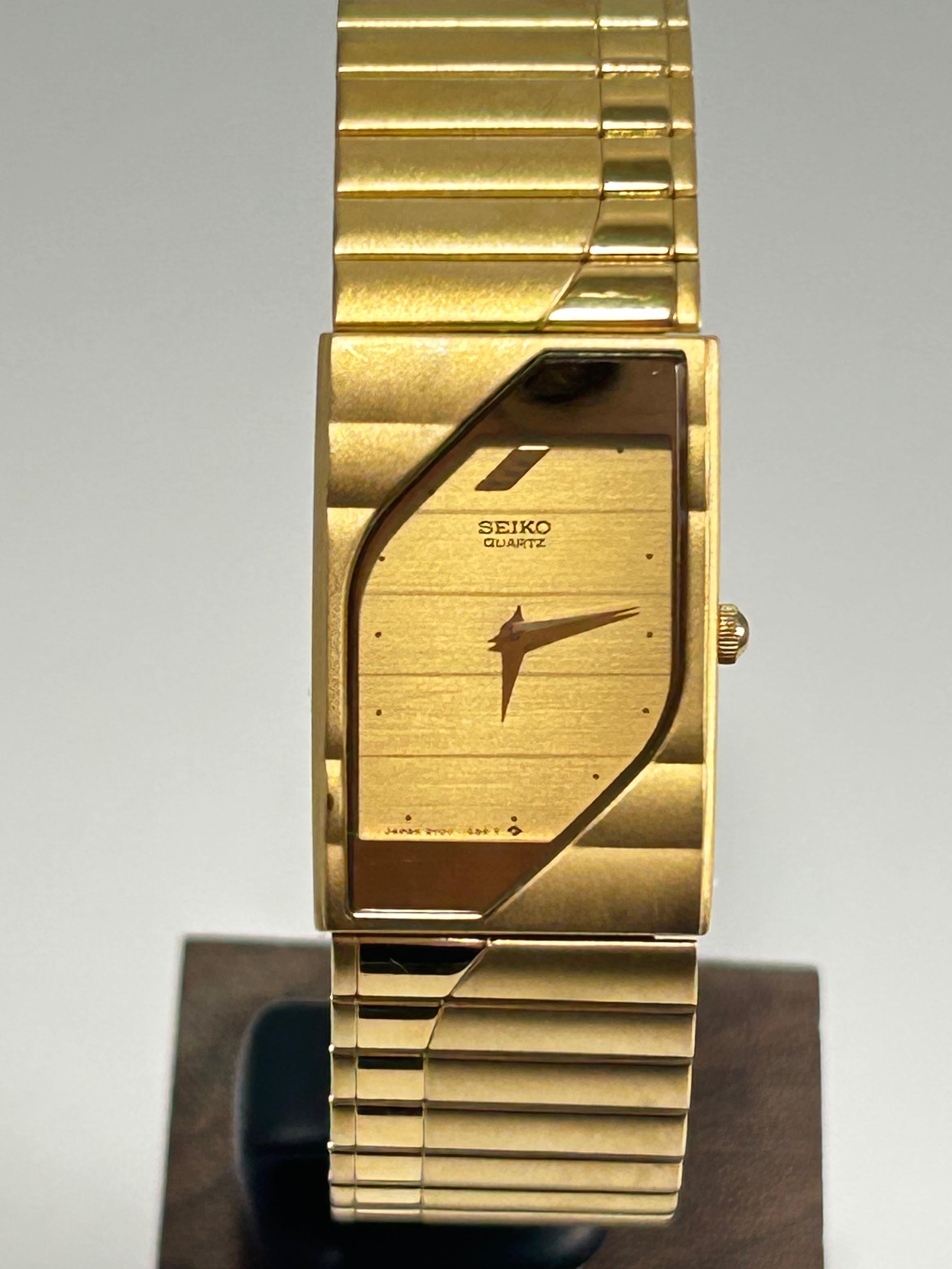 Vintage Seiko Quartz Gold-Tone Tank Watch