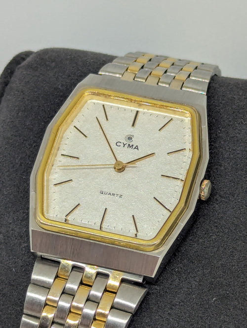 Cyma Le Locle White Textured Dial Dress Watch Quartz