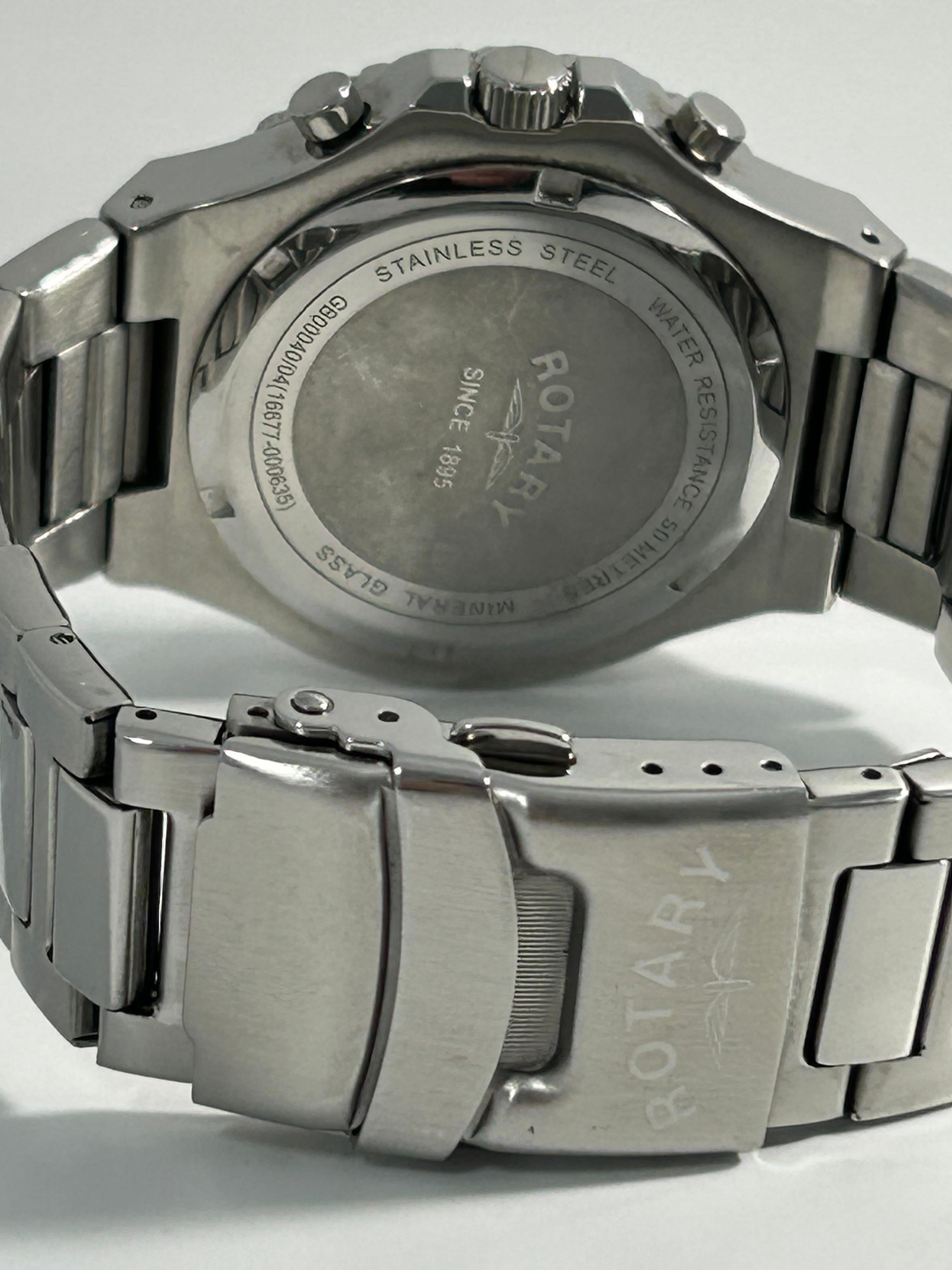 Rotary Royal Chronograph Watch - Black Dial, Stainless Steel, 41mm