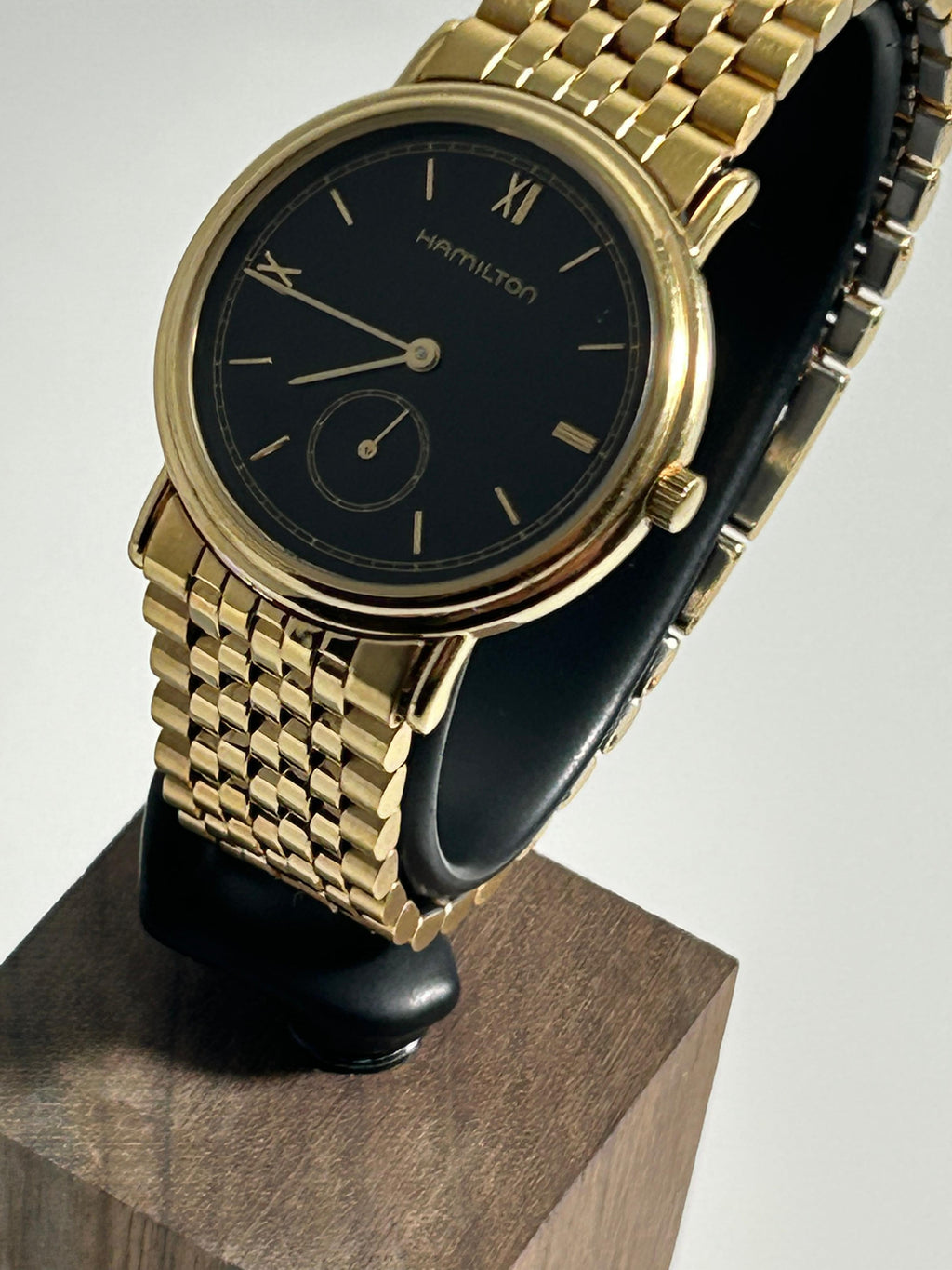 1970s Hamilton Small Seconds Dress Watch - Gold Tone, Vintage, 34mm, Art Deco Re-Issue, Quartz