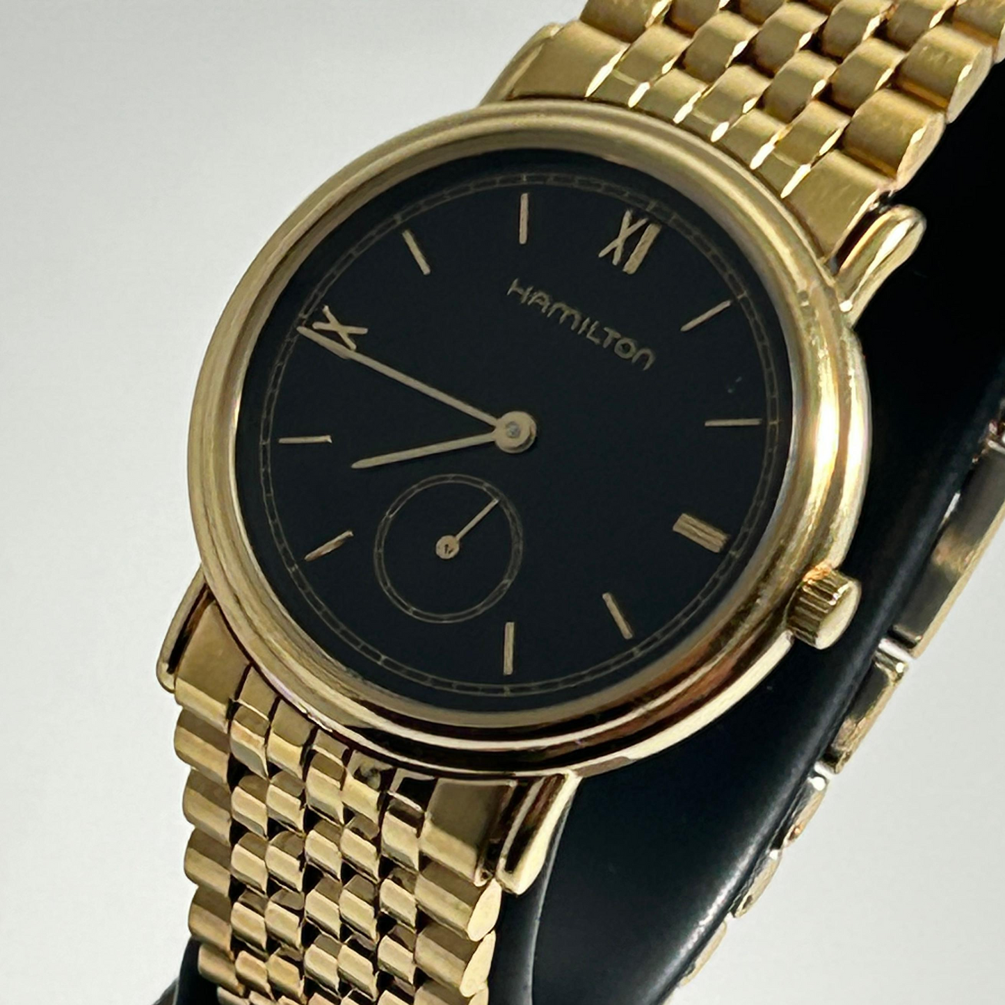 1970s Hamilton Small Seconds Dress Watch - Gold Tone, Vintage, 34mm, Art Deco Re-Issue, Quartz
