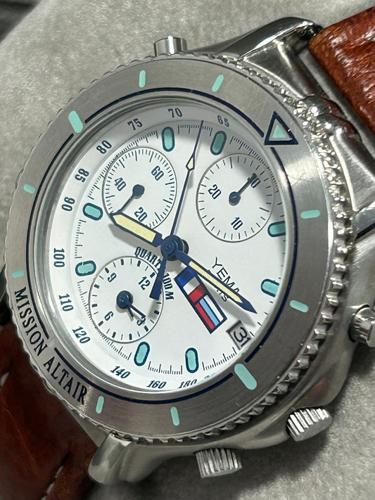 1993 Yema Mission Altair Spationaute Vintage Quartz Chronograph – White Dial, French Space-Era Design
