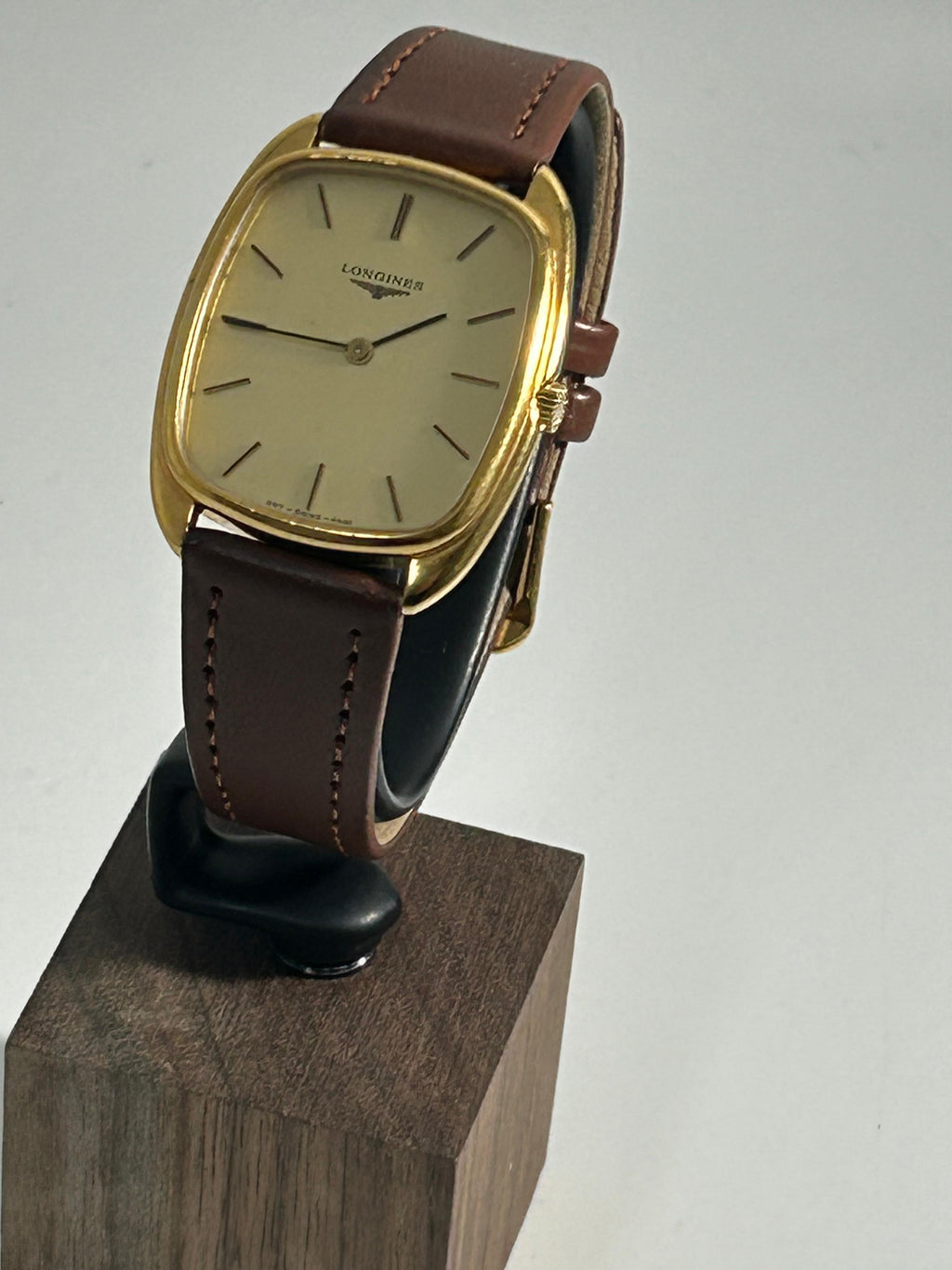 1980s Longines Manual Wind Dress Watch - Gold, Rectangular, Champagne Dial, Vintage