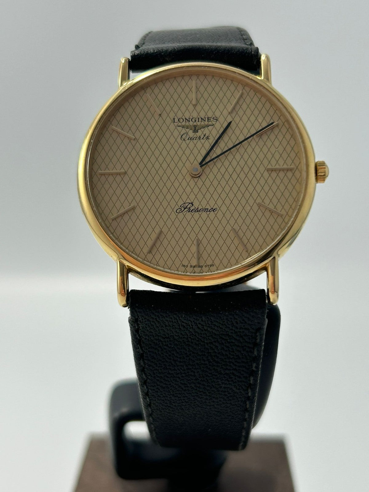 Longines Présence Quartz Men’s Watch – Gold Plated, Textured Dial, Box & Papers