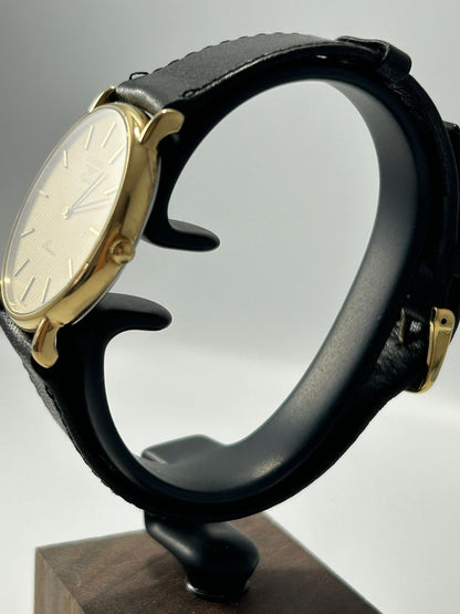 Longines Présence Quartz Men’s Watch – Gold Plated, Textured Dial, Box & Papers