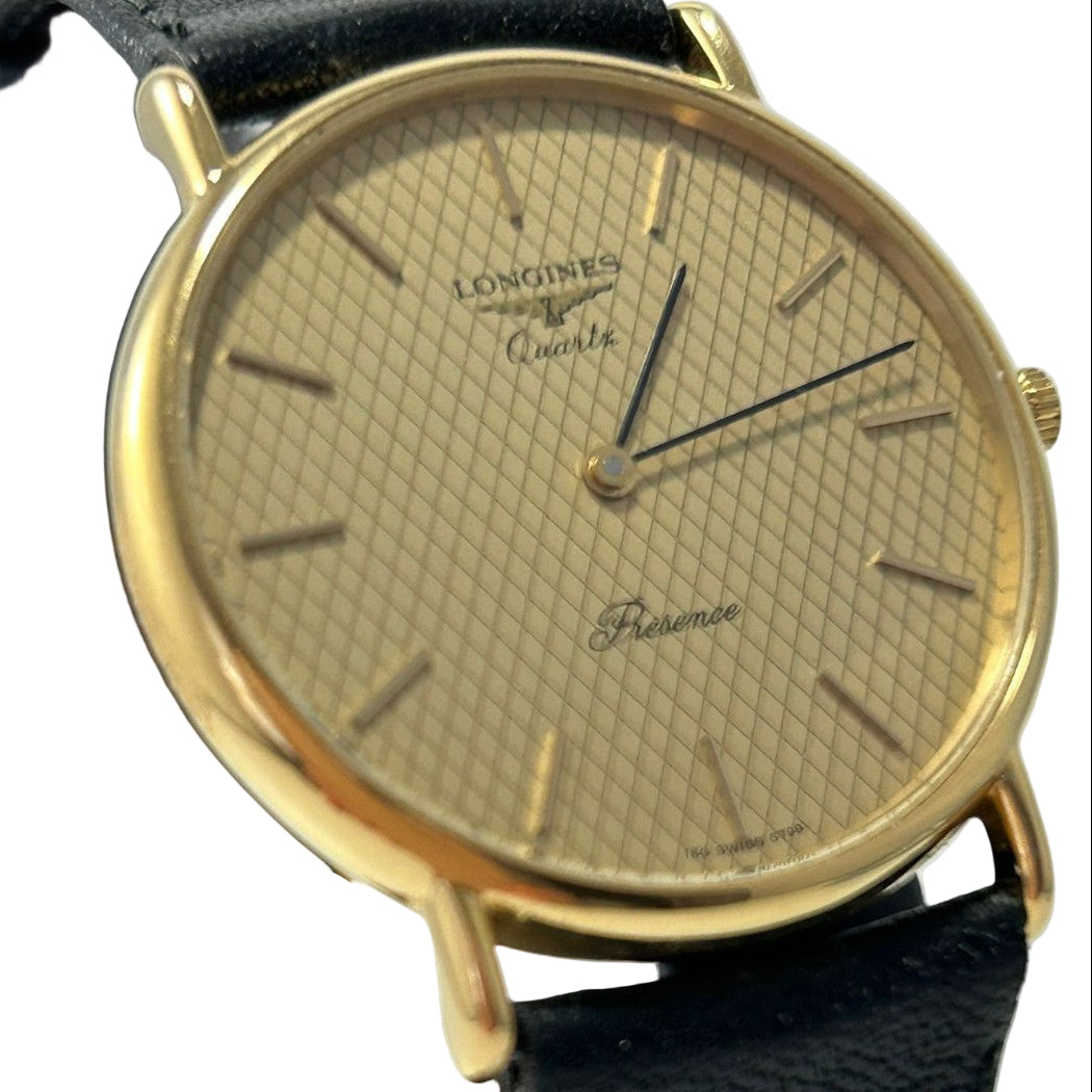 Longines Présence Quartz Men’s Watch – Gold Plated, Textured Dial, Box & Papers