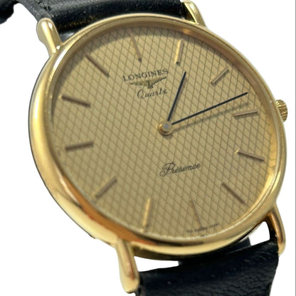 Longines Présence Quartz Men’s Watch – Gold Plated, Textured Dial, Box & Papers